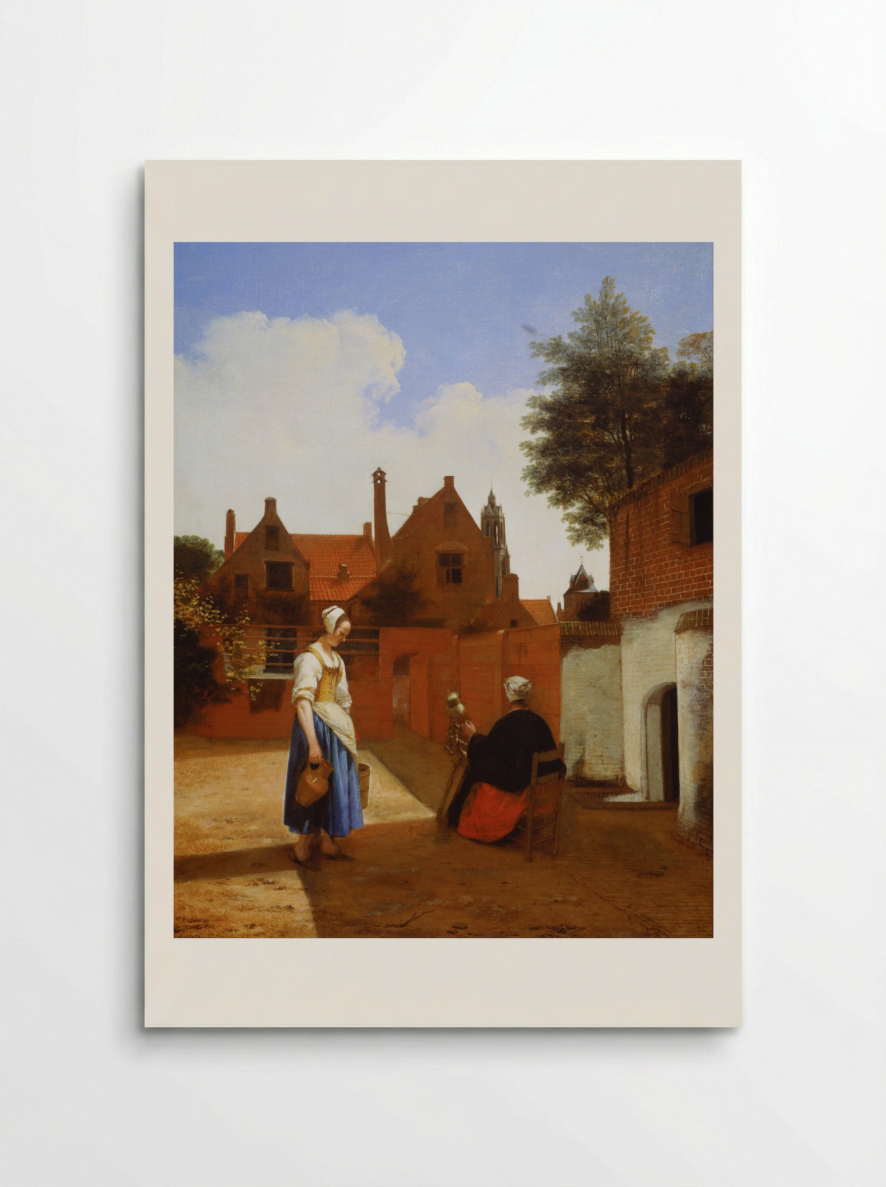 Woman with a Water Pitcher, and a Man by a Bed - Pieter de Hooch - Poster