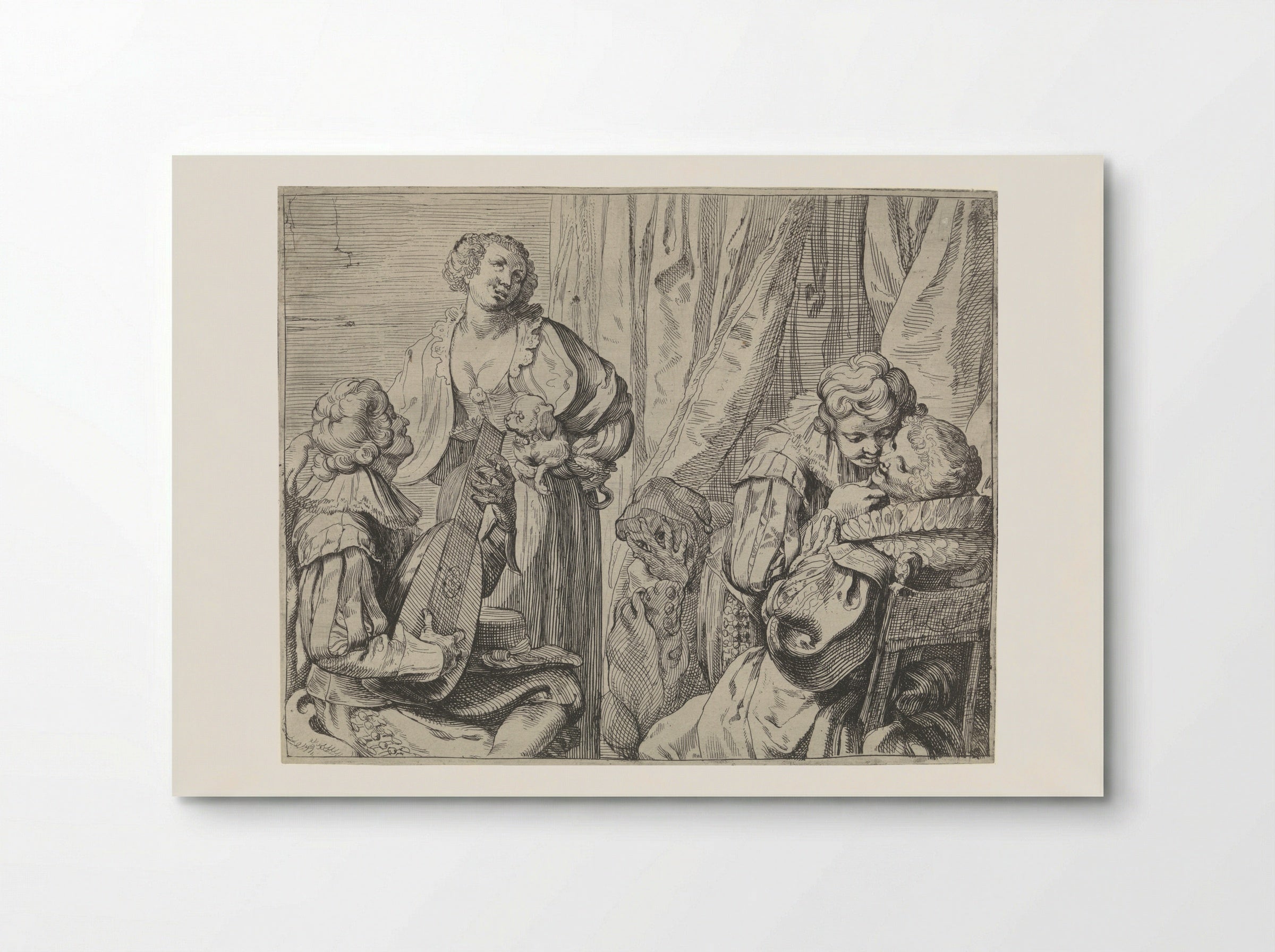 Young Couples and a Fool in an Interior - Johann Liss - Poster
