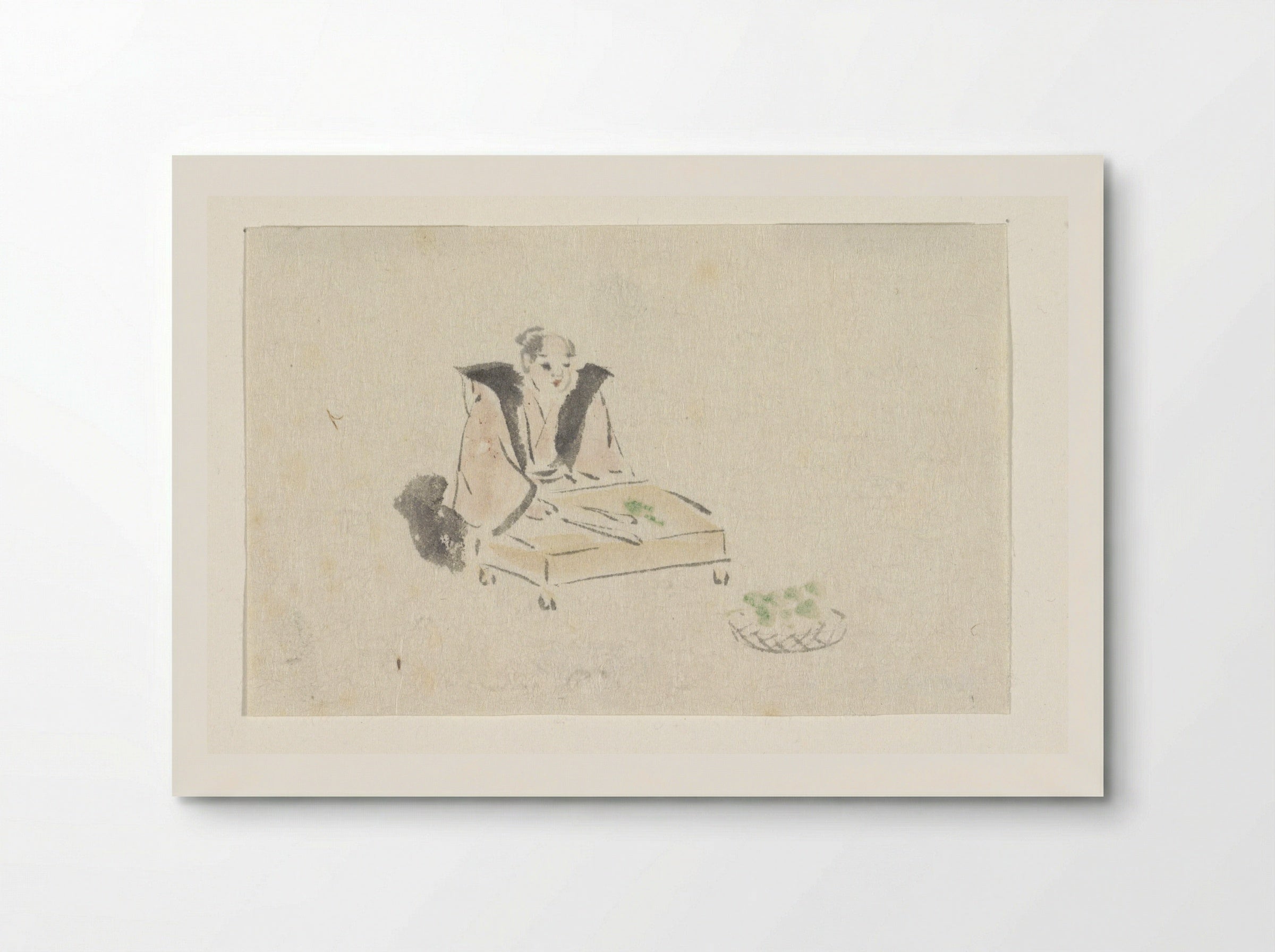 Zittende figuur bij een tafeltje - Utagawa Kuniyoshi - Poster