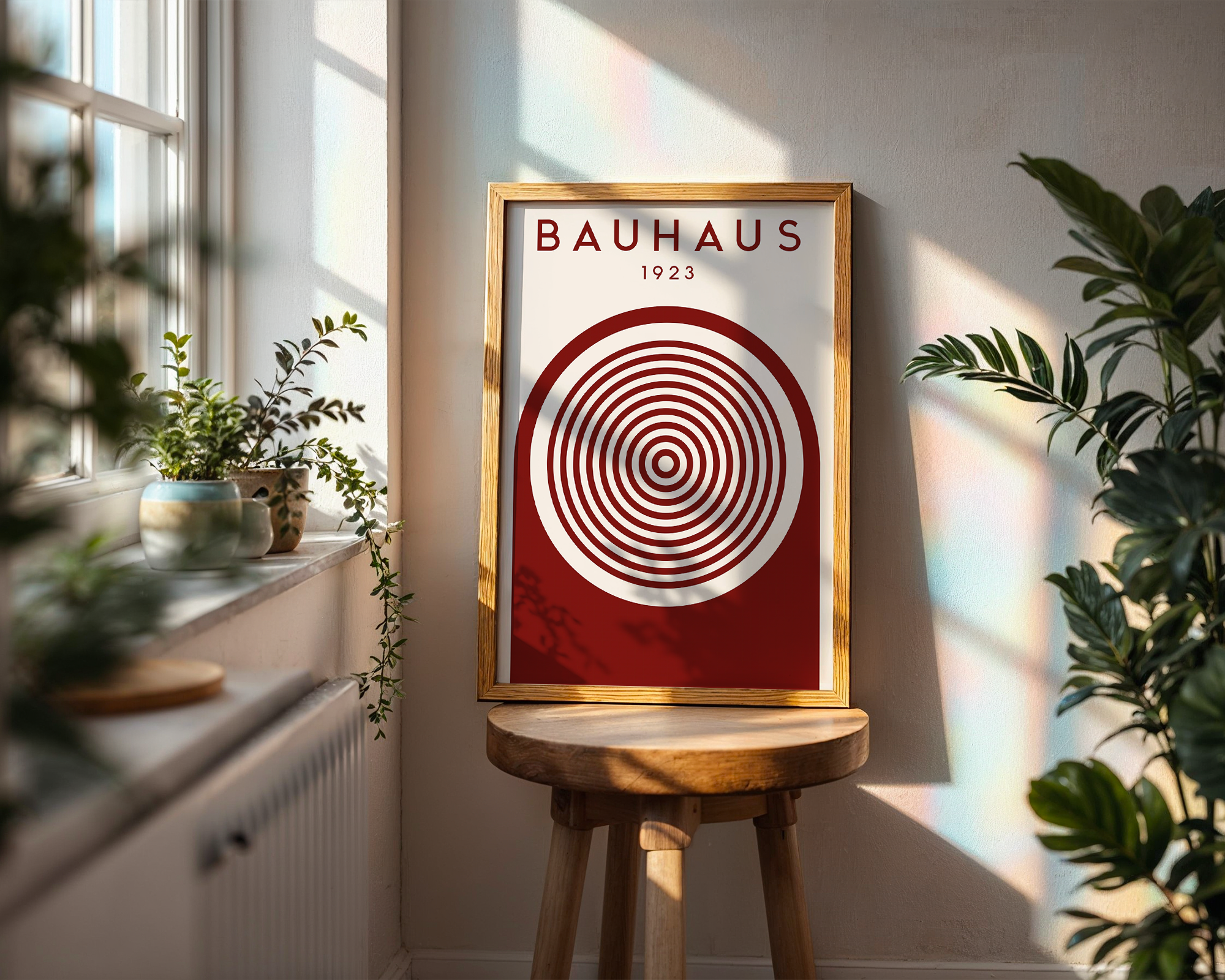 bauhaus-1923-concentric-circles-deep-red-print mockup