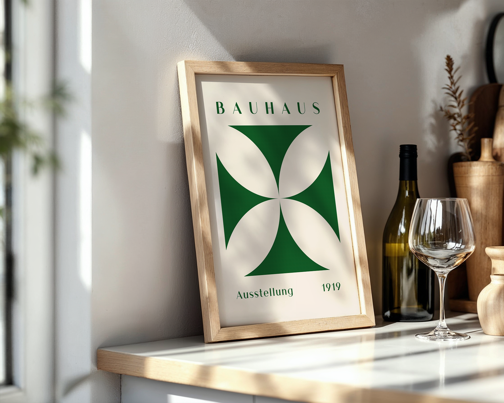 bauhaus-cross-form-green-on-cream-1919 mockup