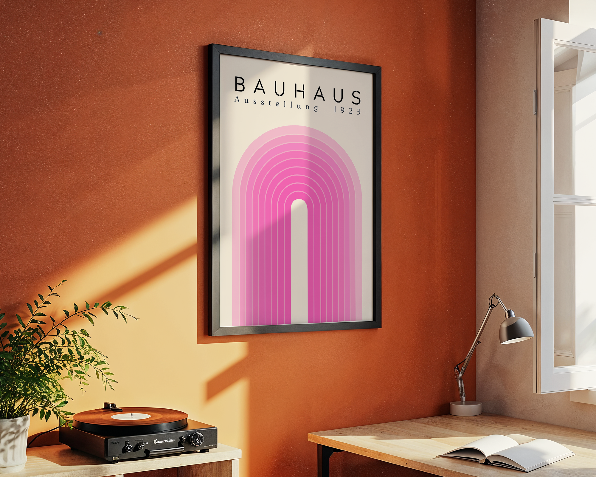bauhaus-pink-arch-1923-exhibition-poster mockup