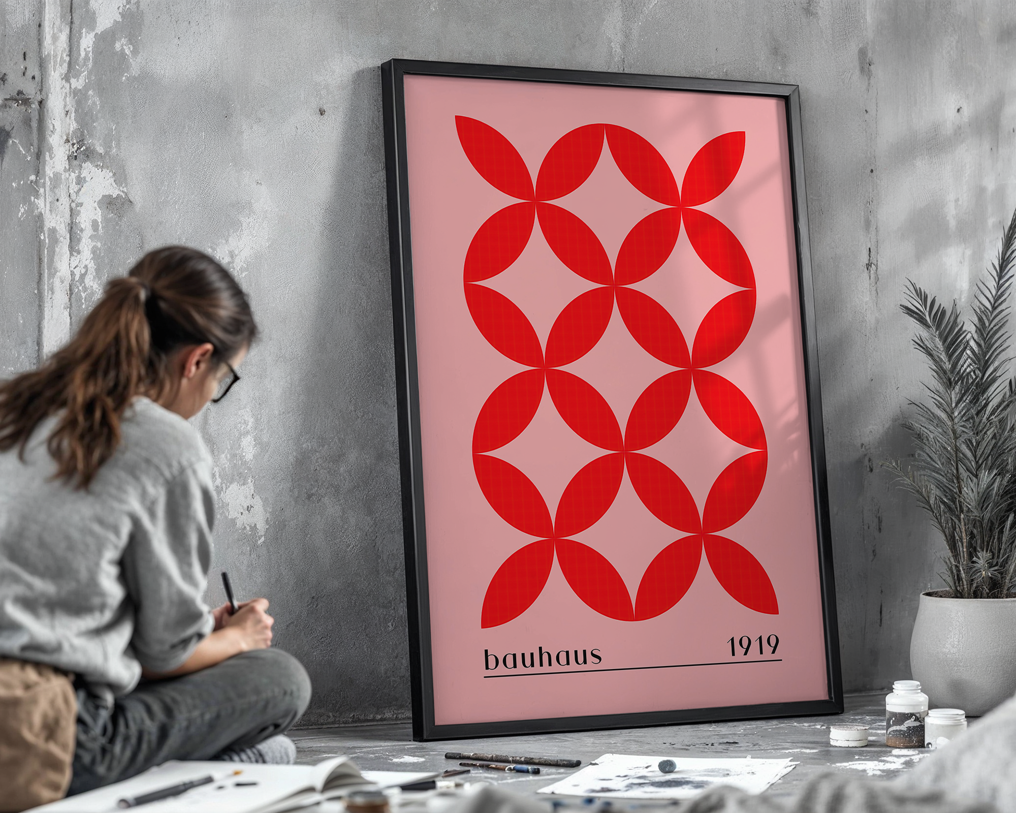 bauhaus-red-petal-matrix-1919-exhibition-poster mockup