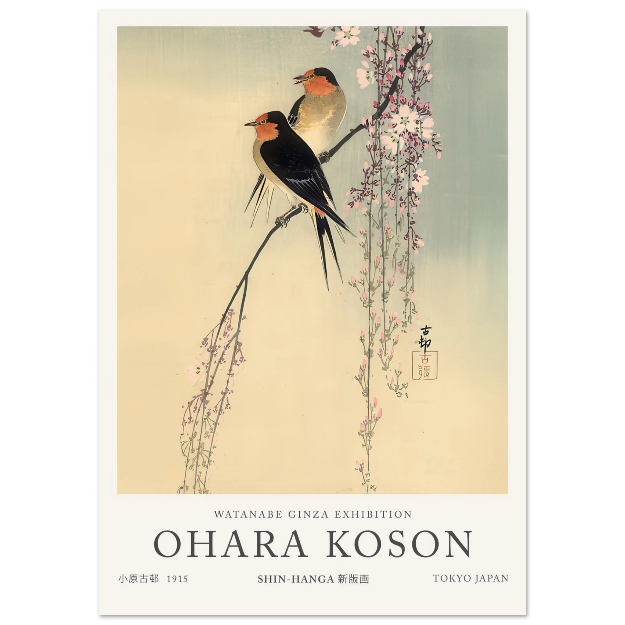 Swallows With Cherry Blossom - Ohara Koson