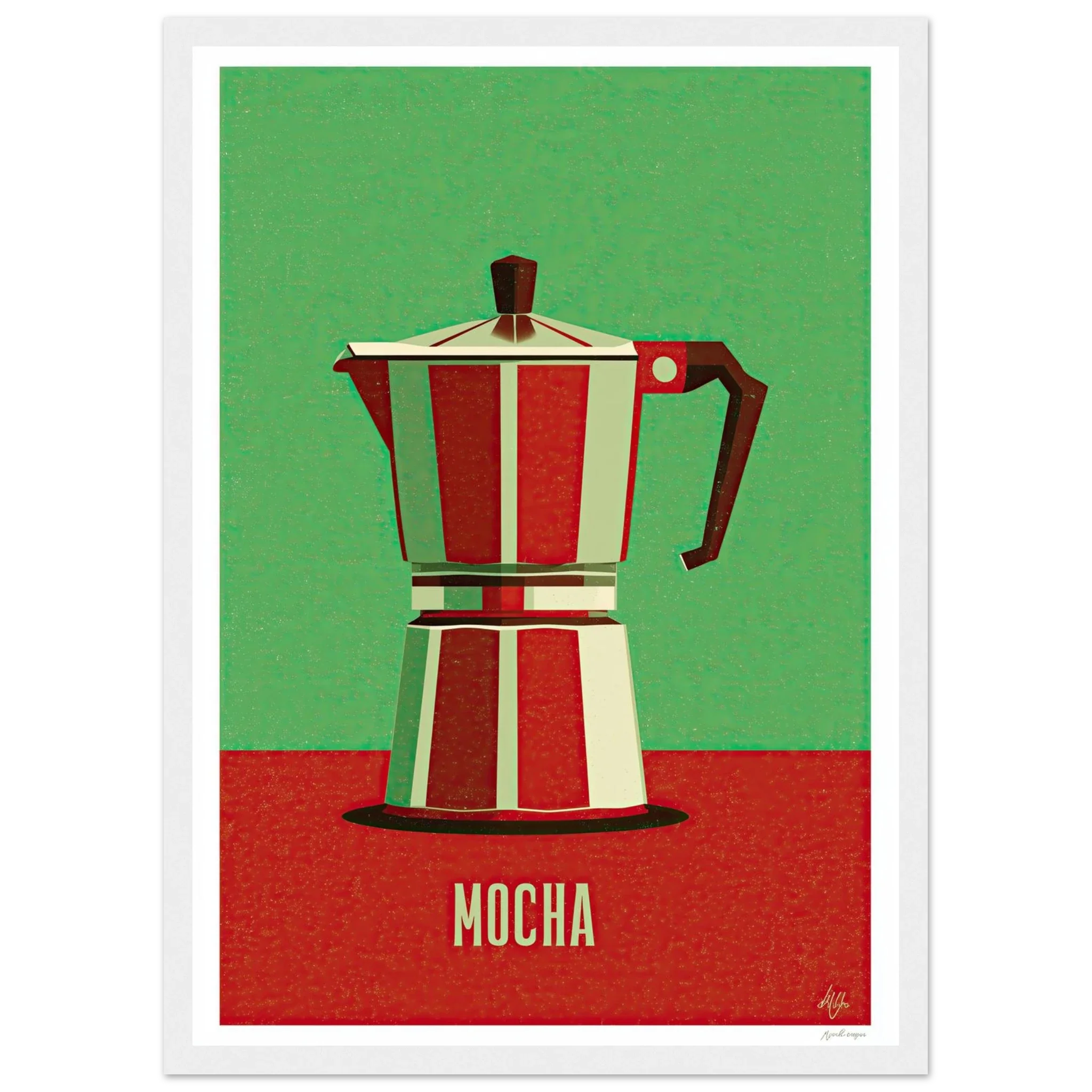 Retro Mocha Coffee Pot – Vintage Kitchen Art Print