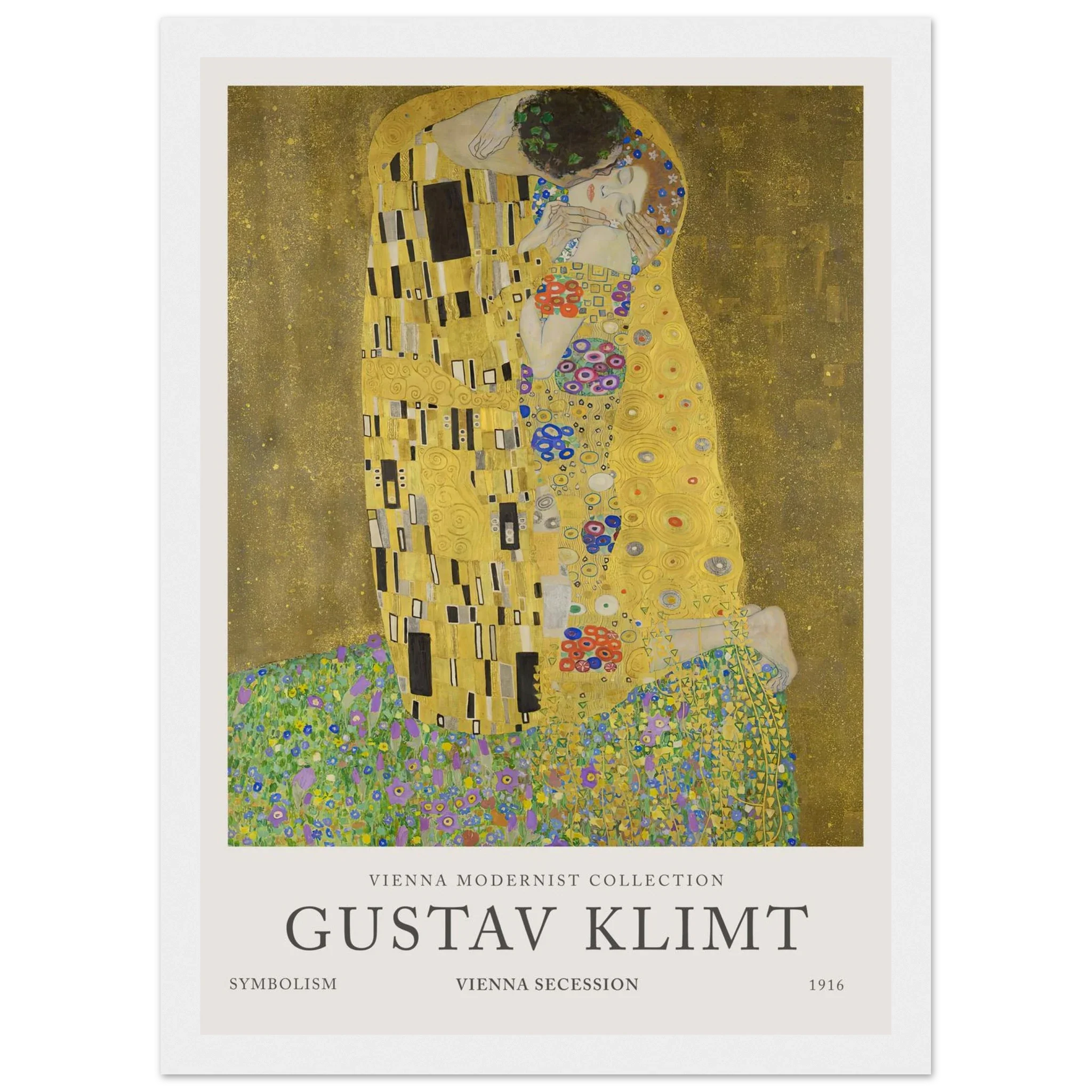 The Kiss by Gustav Klimt – Romantic Symbolist Masterpiece Art Print