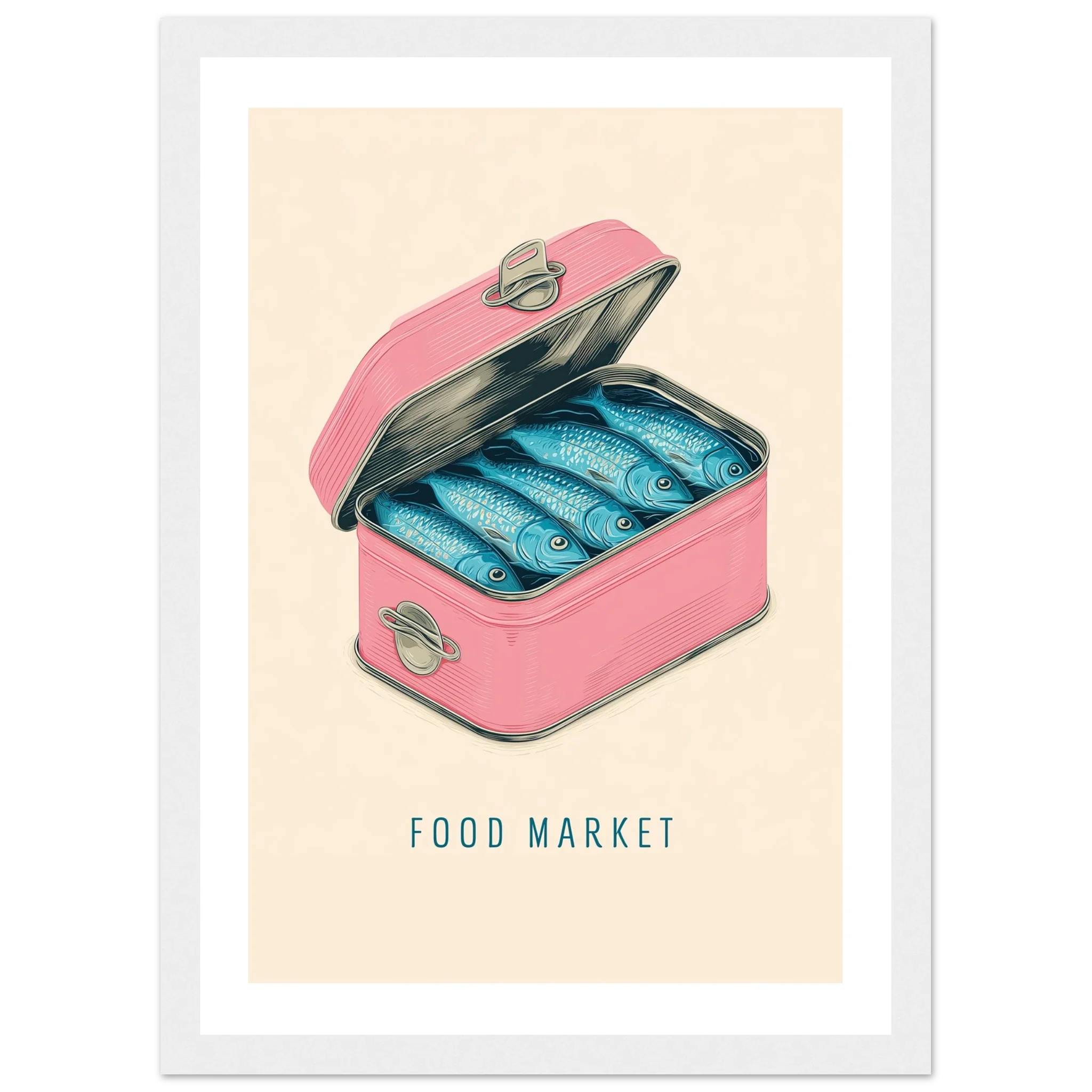 Sardines in Pink Tin – Retro Food Market Poster