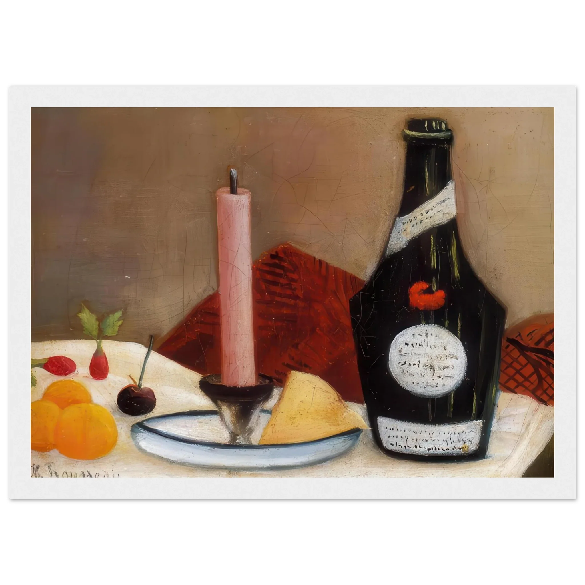 The Pink Candle by Henri Rousseau – Naïve Art Still Life Print