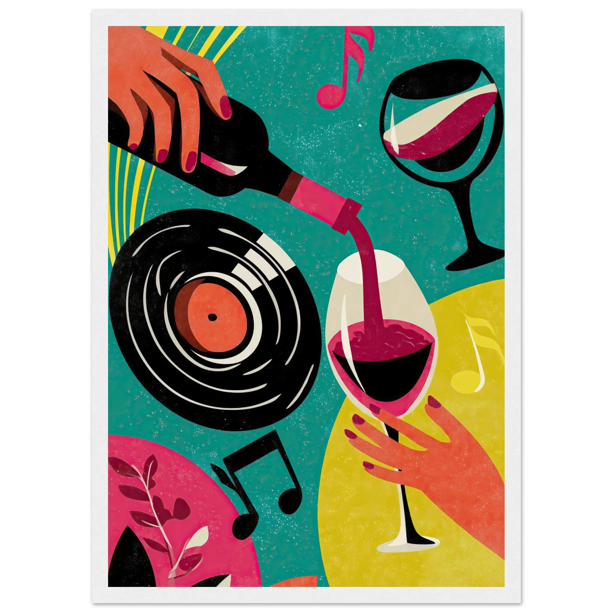 The Music and Wine Social Club – Retro Pop Art Print