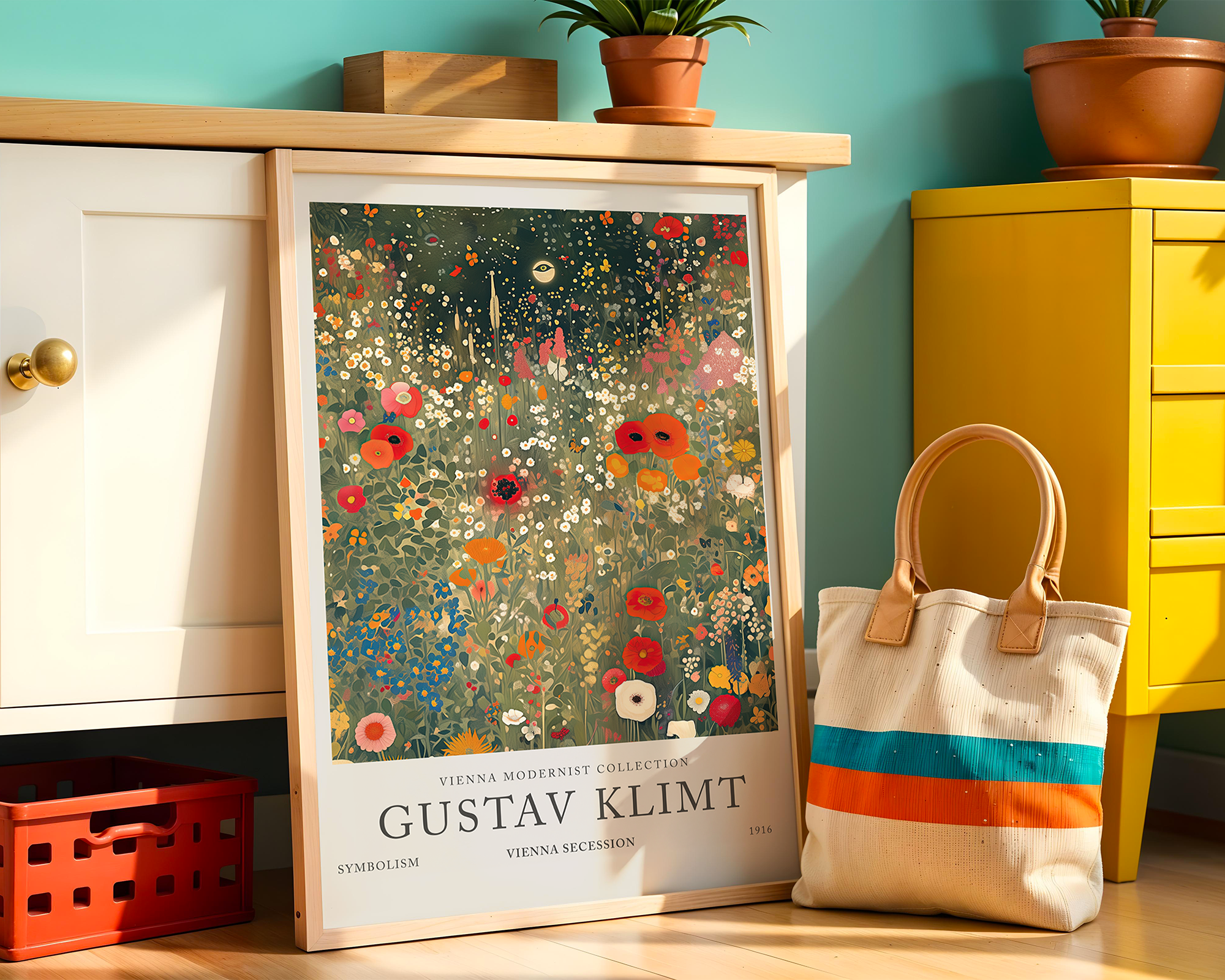 crimson-field-in-bloom-gustav-klimt mockup