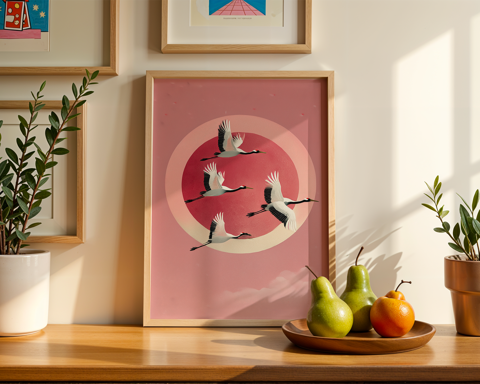 crimson-flight-japanese-crane-poster-print mockup