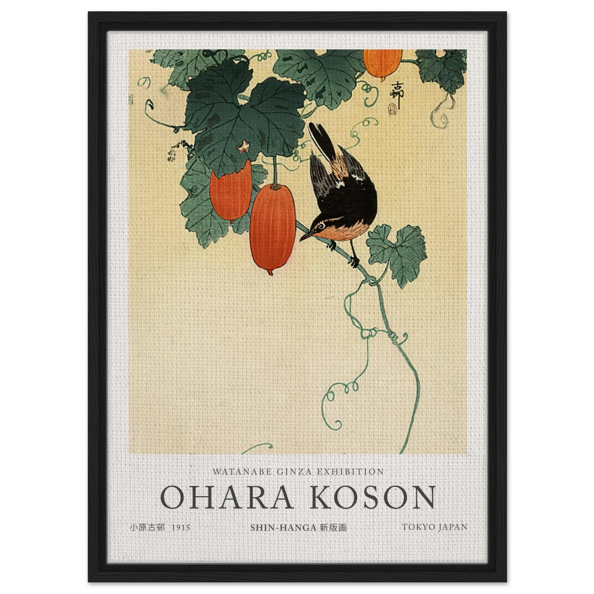 A Flycatcher On Cucumber Bush - Ohara Koson