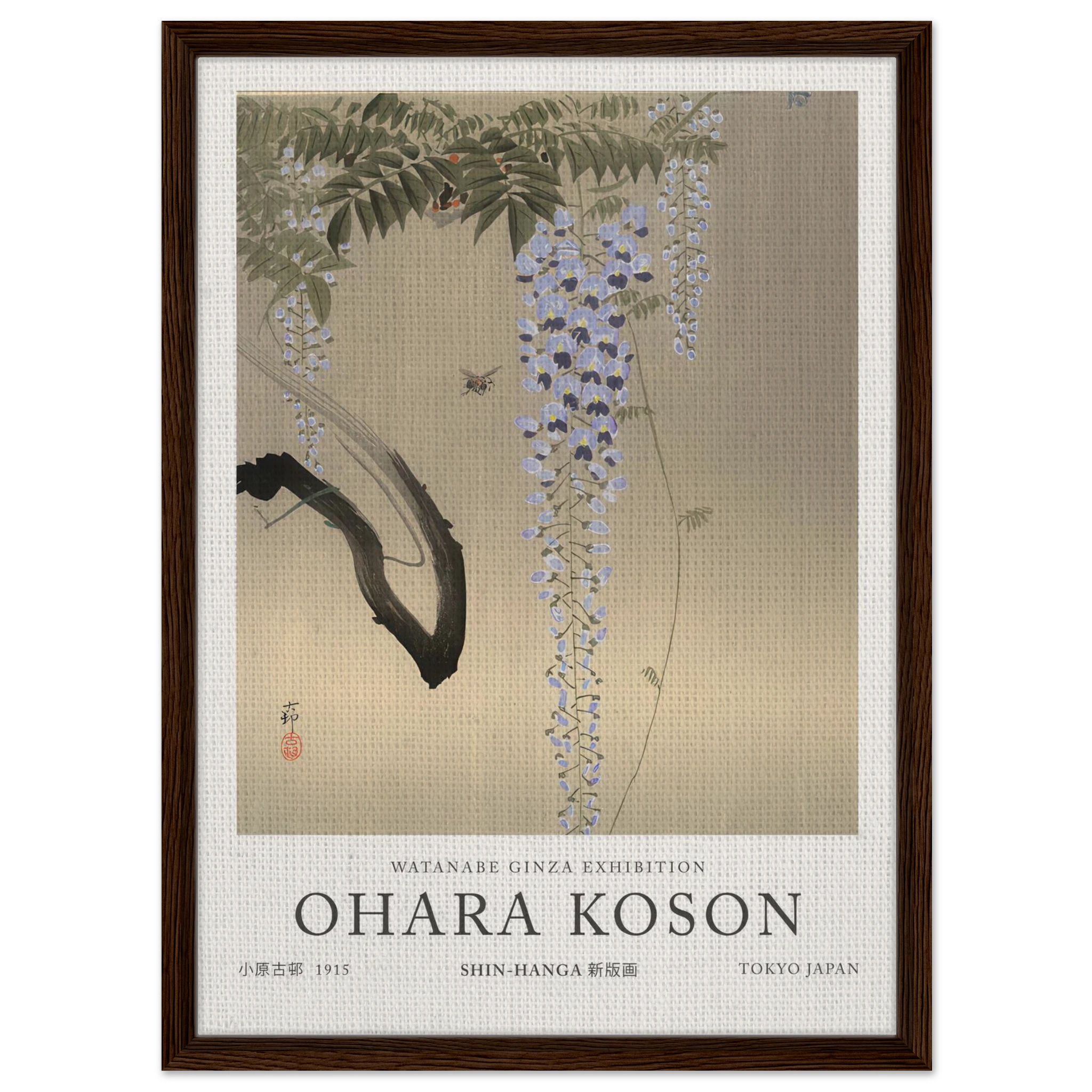 Wisteria And Bee - Ohara Koson