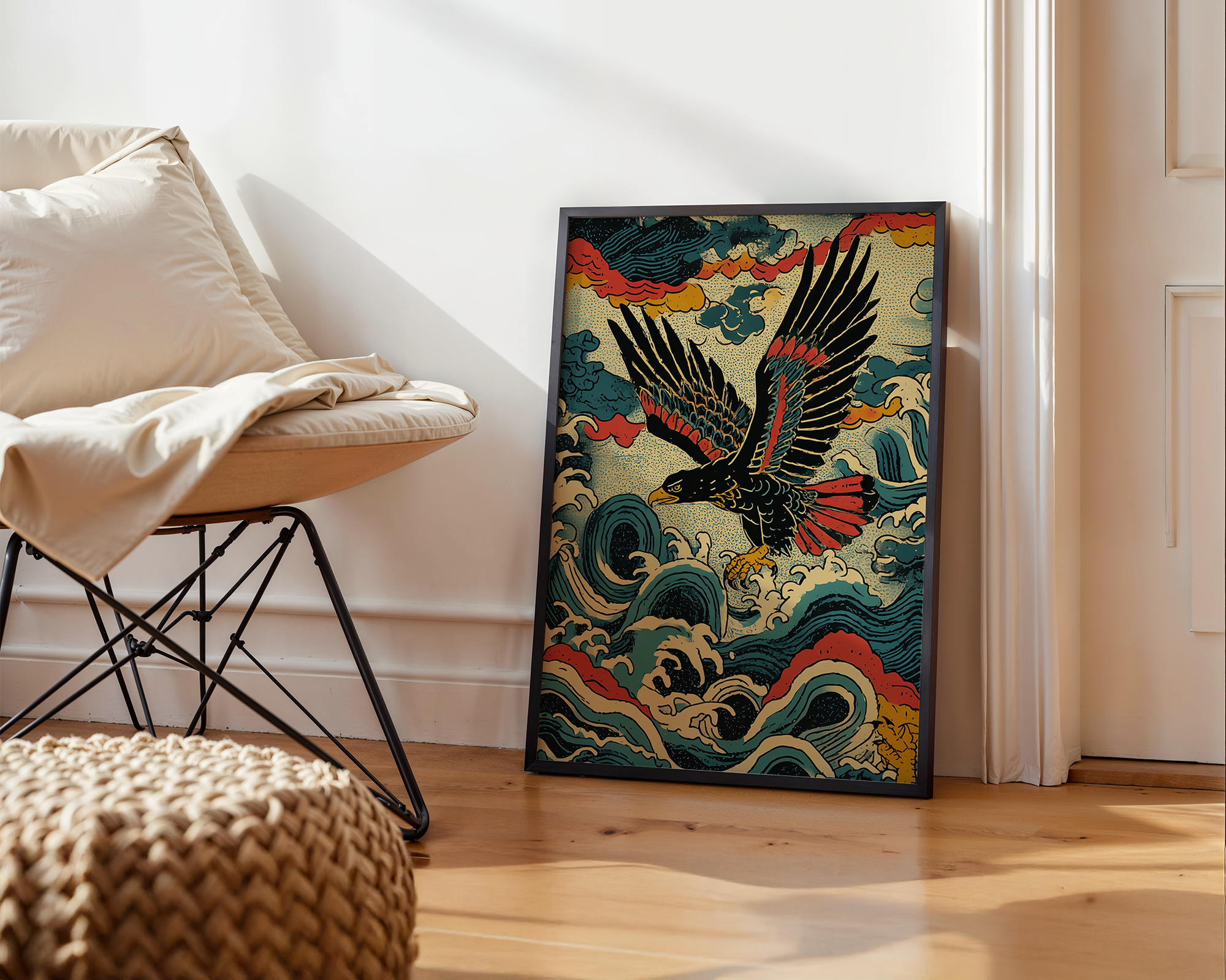 eagle-in-stormy-seas-japanese-ukiyo-e-inspired-art-print mockup