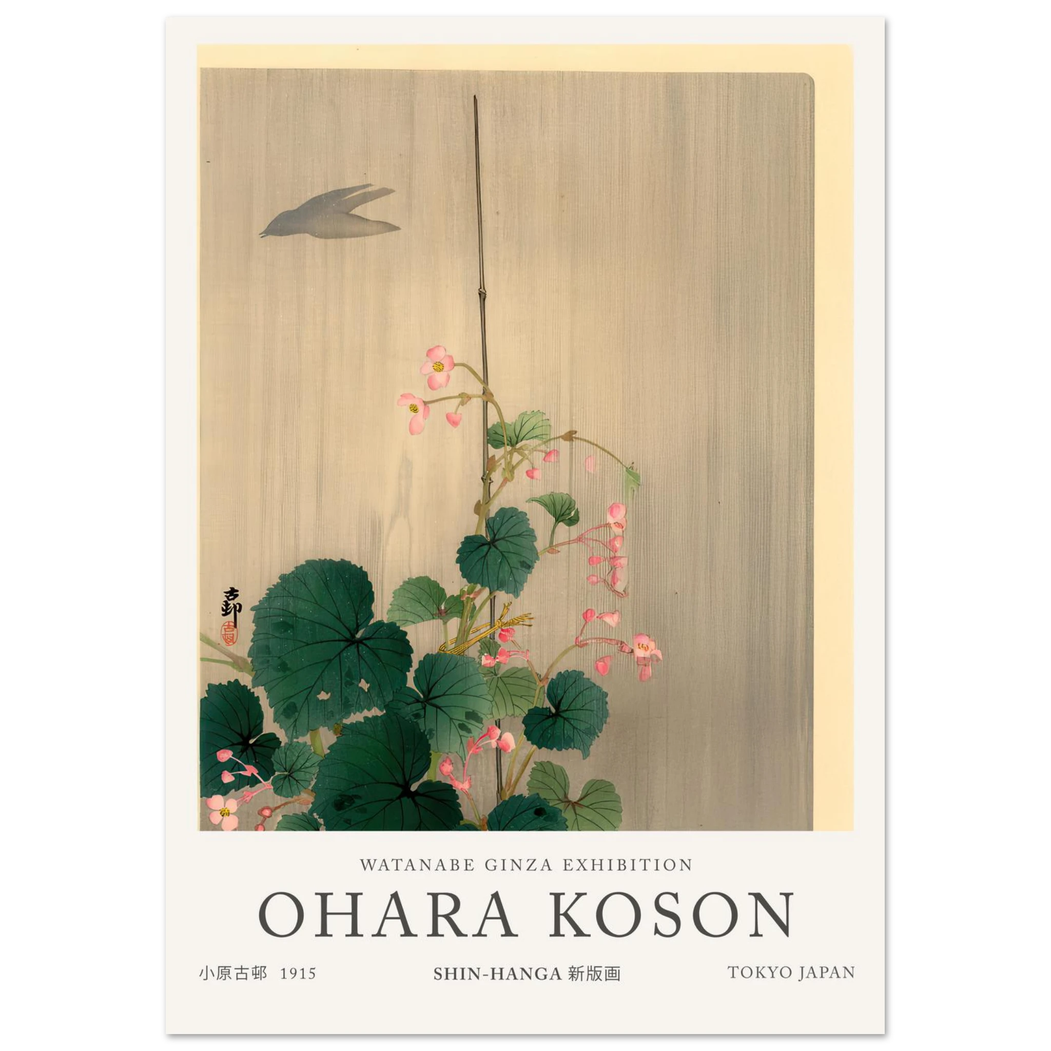 Bird And Begonias - Ohara Koson