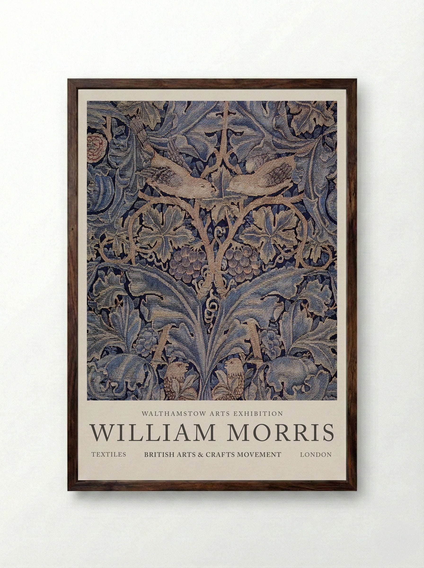 Cabbage and Vine Tapestry - William Morris - Framed Print Dark Wood