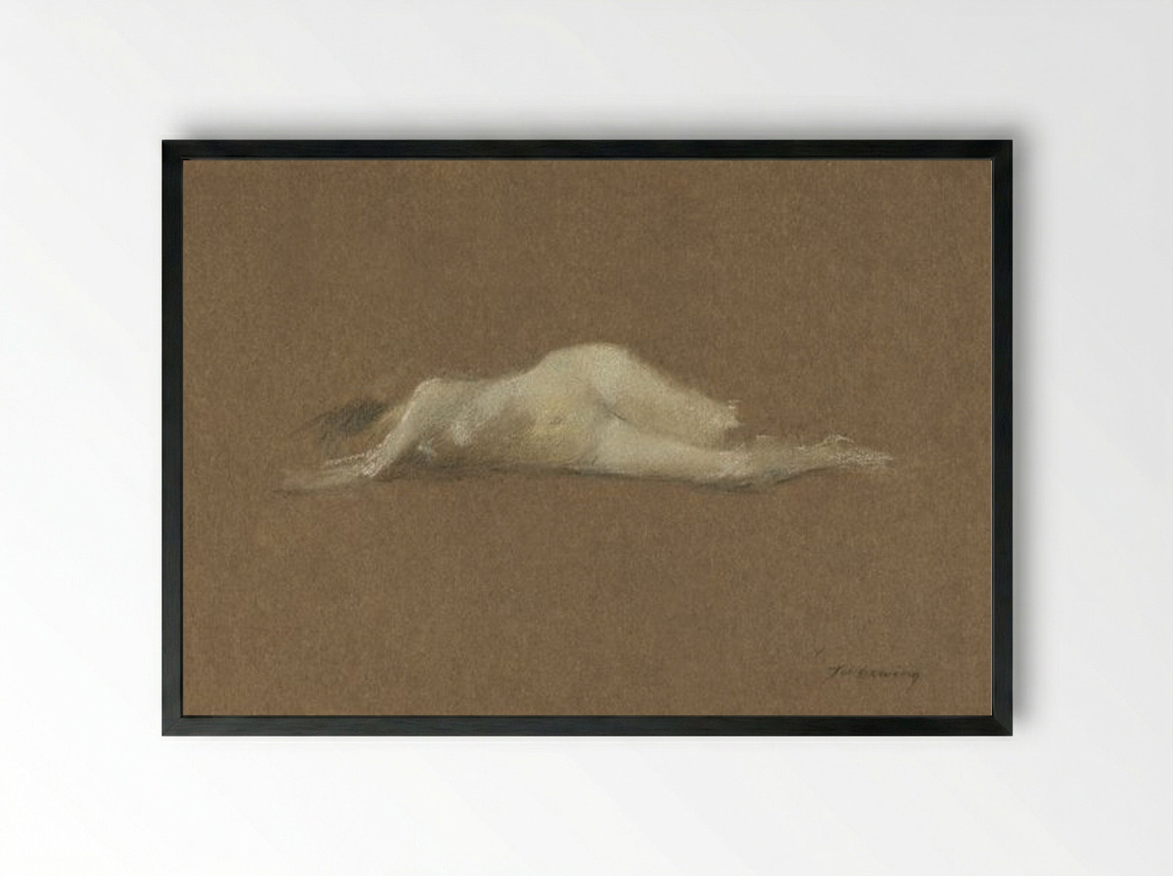 Nude Woman on Her Side - Thomas Wilmer Dewing - Framed Print Black