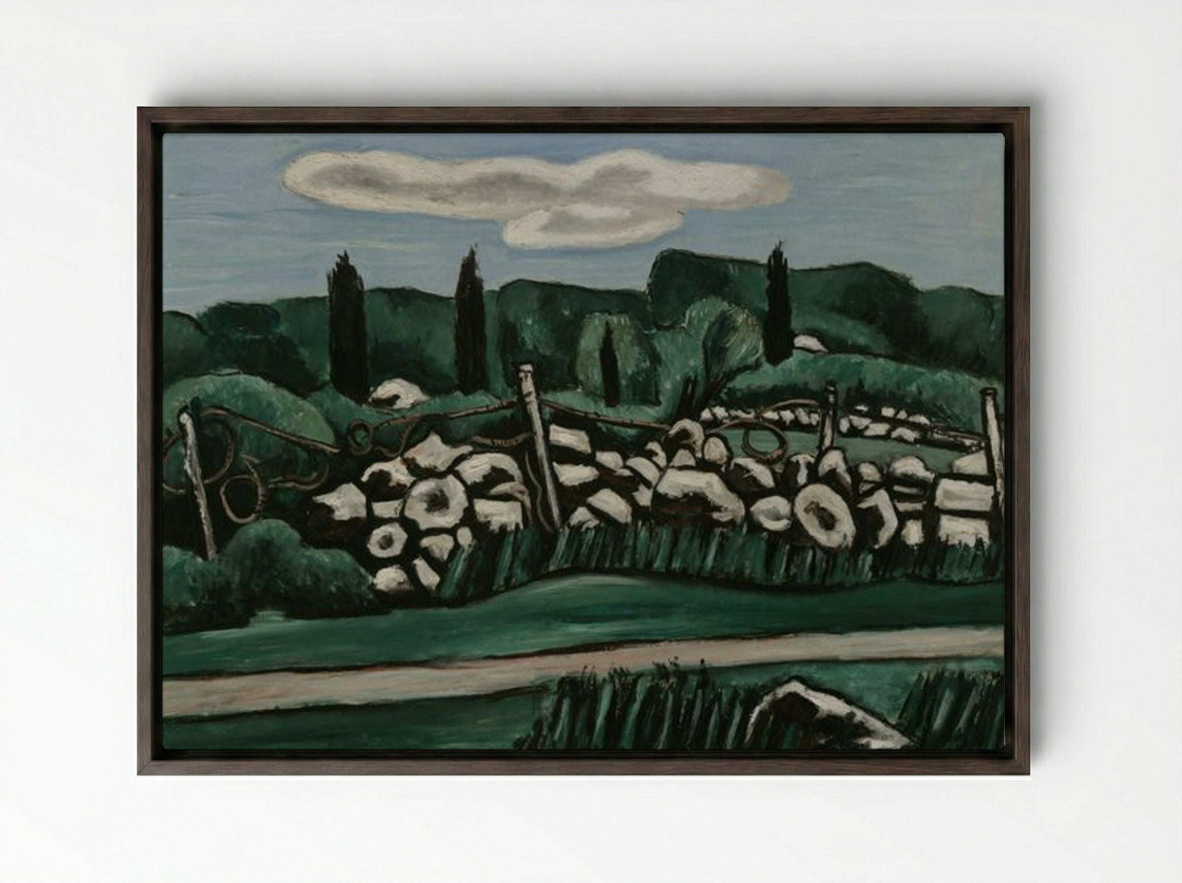 The Last Stone Walls, Dogtown - Marsden Hartley - Framed Canvas Dark Wood