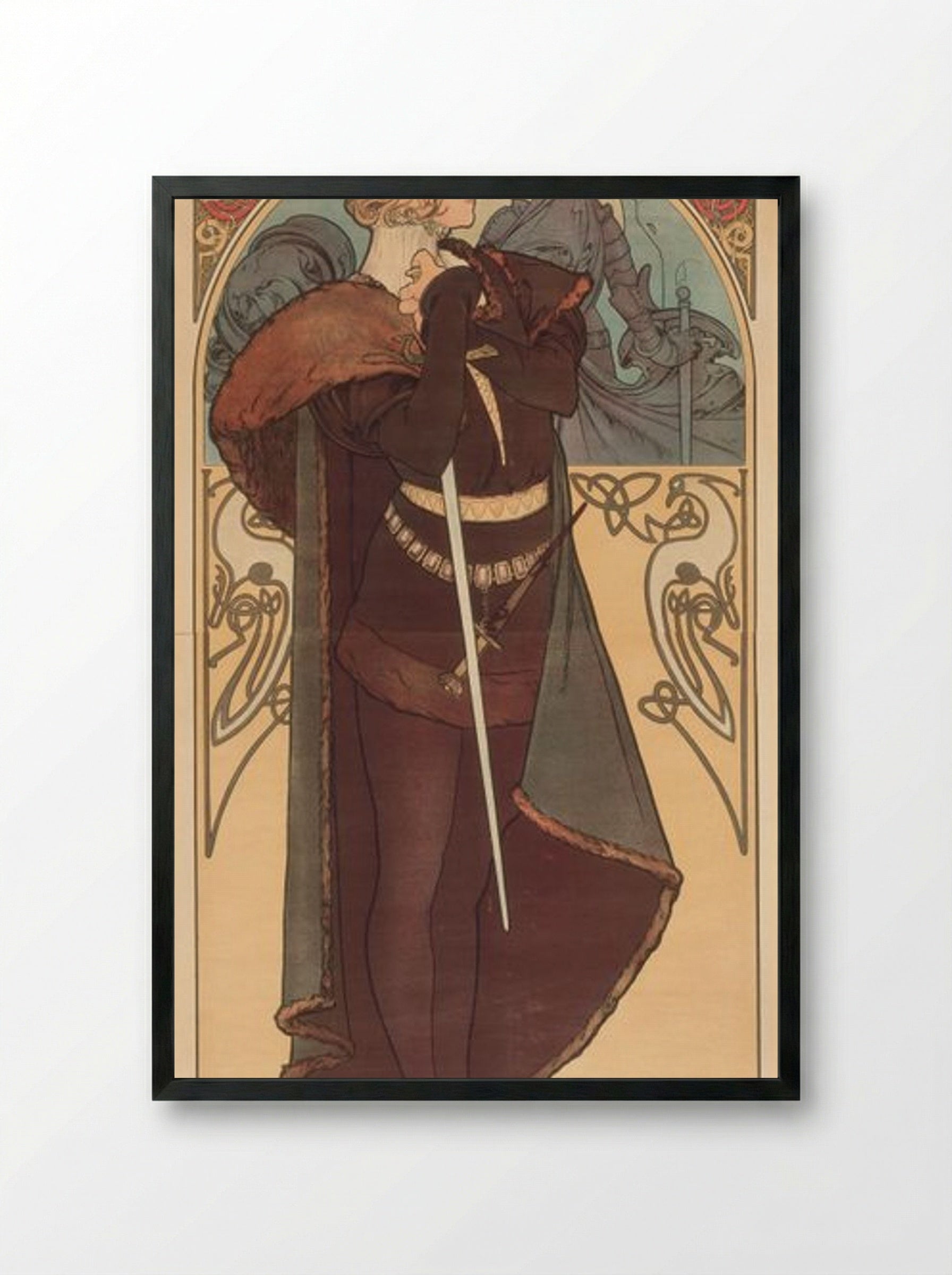 Hamlet, Sarah Bernhardt - Alphonse Mucha - Framed Print Black