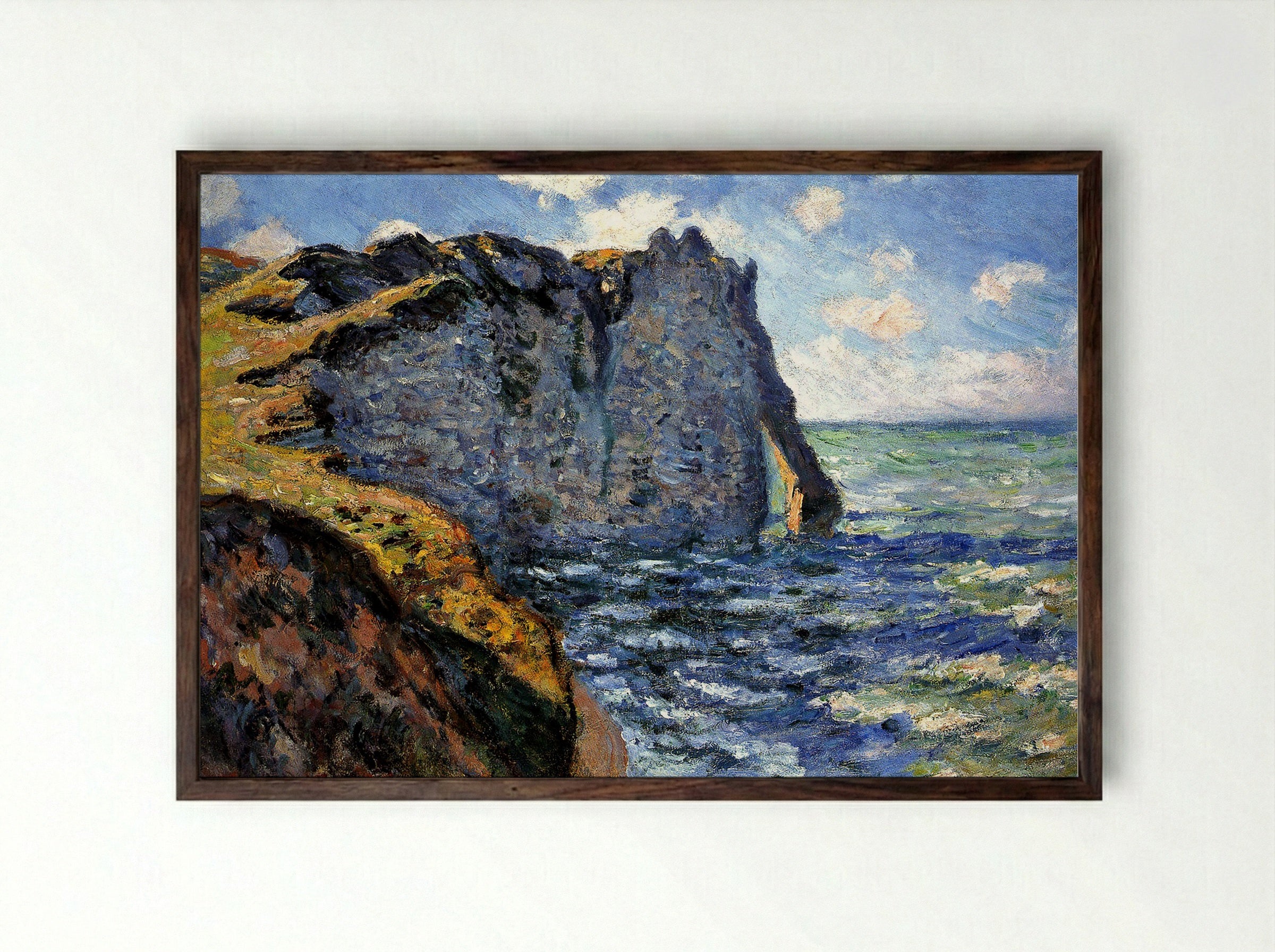 The Manneporte near Étretat - Claude Monet - Framed Print Dark Wood