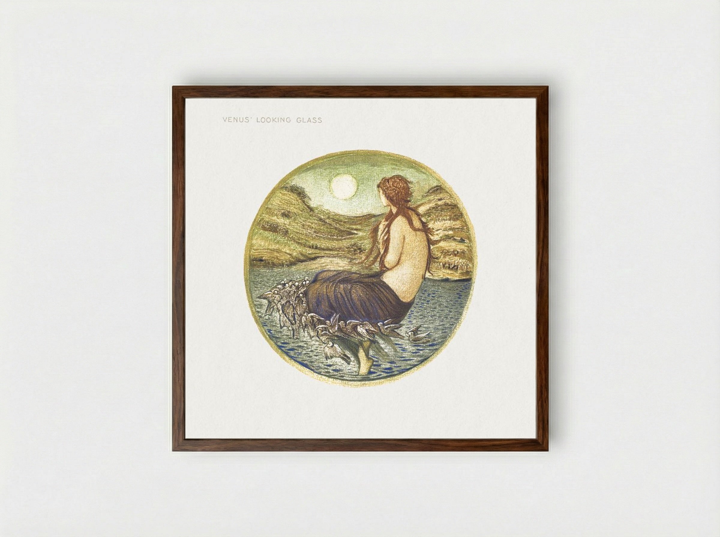 Venus' Looking Glass - Edward Burne-Jones - Framed Print Dark Wood