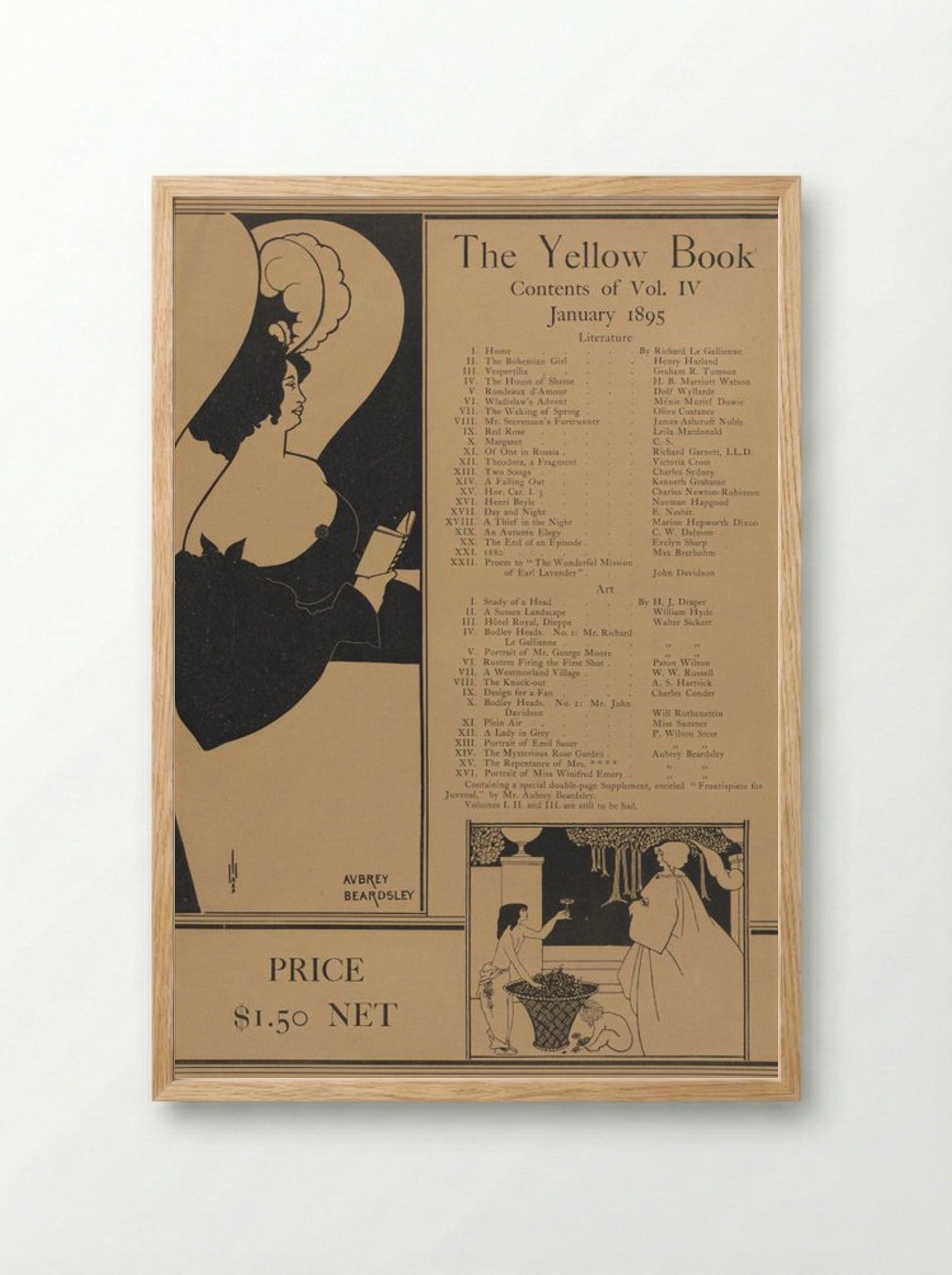 Poster for The Yellow Book, Volume IV - Aubrey Beardsley - Framed Print Wood