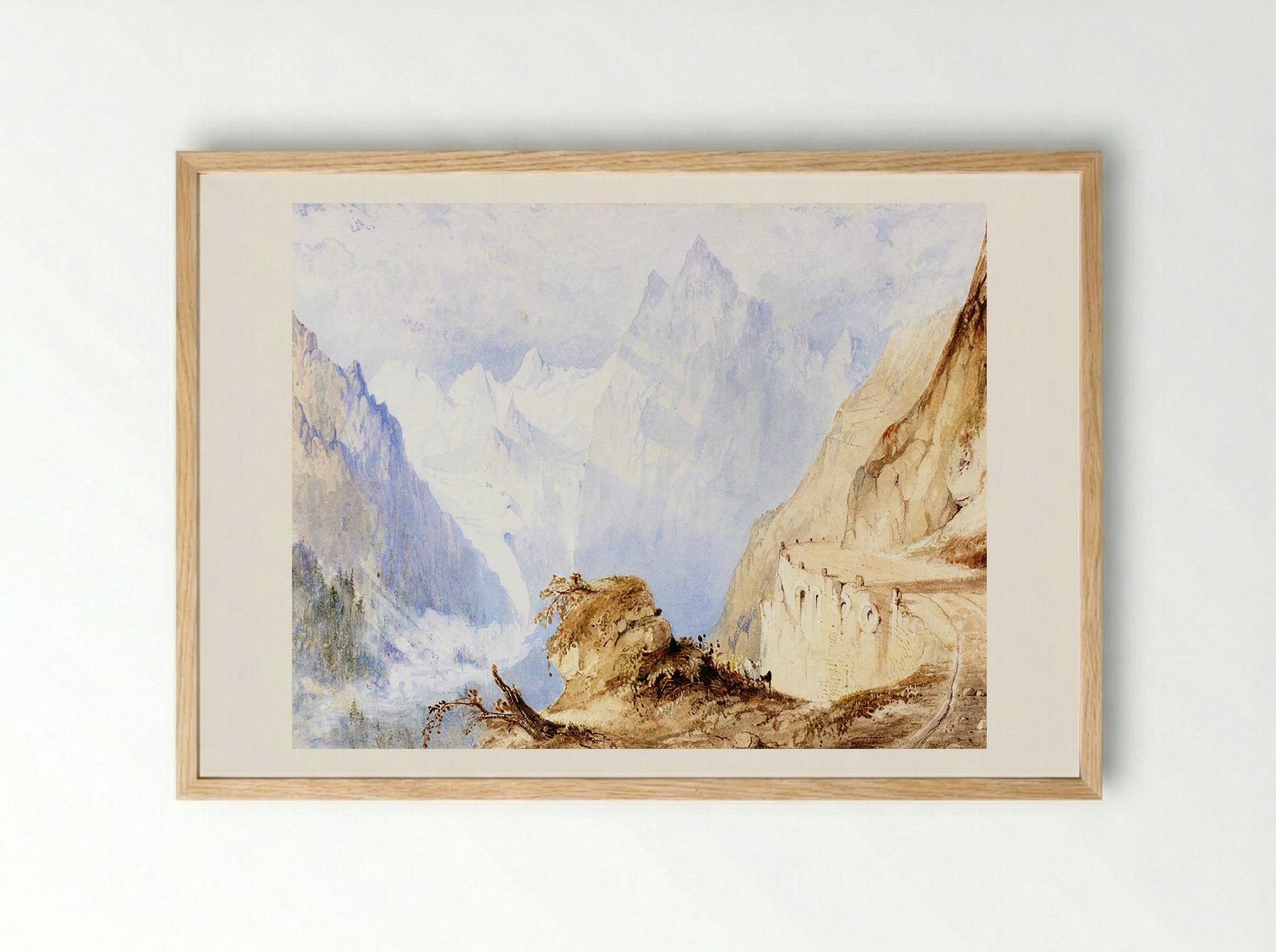 A View in the Alps - Joseph Mallord William Turner - Framed Print Wood