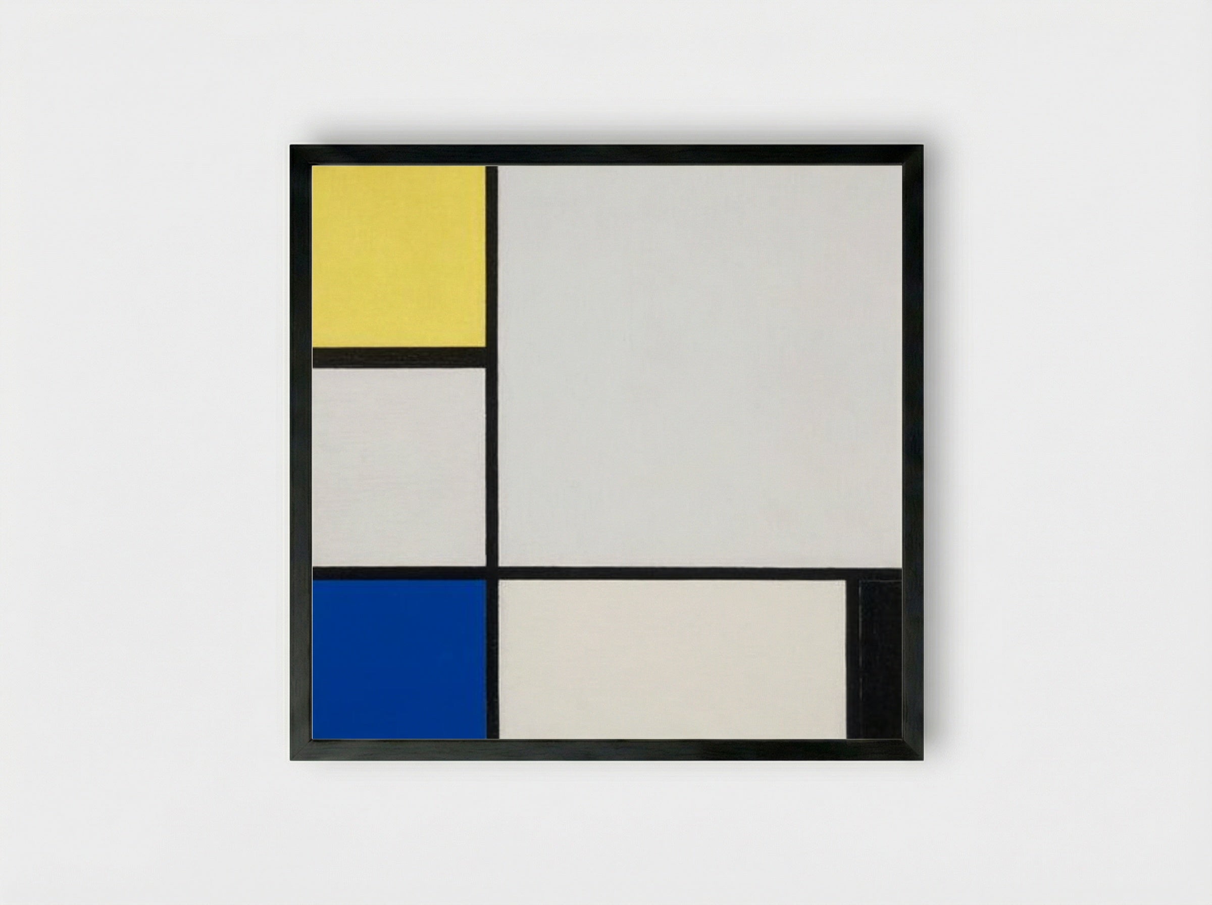 Composition with Yellow, Blue, Black and Light Blue - Piet Mondrian - Framed Print Black