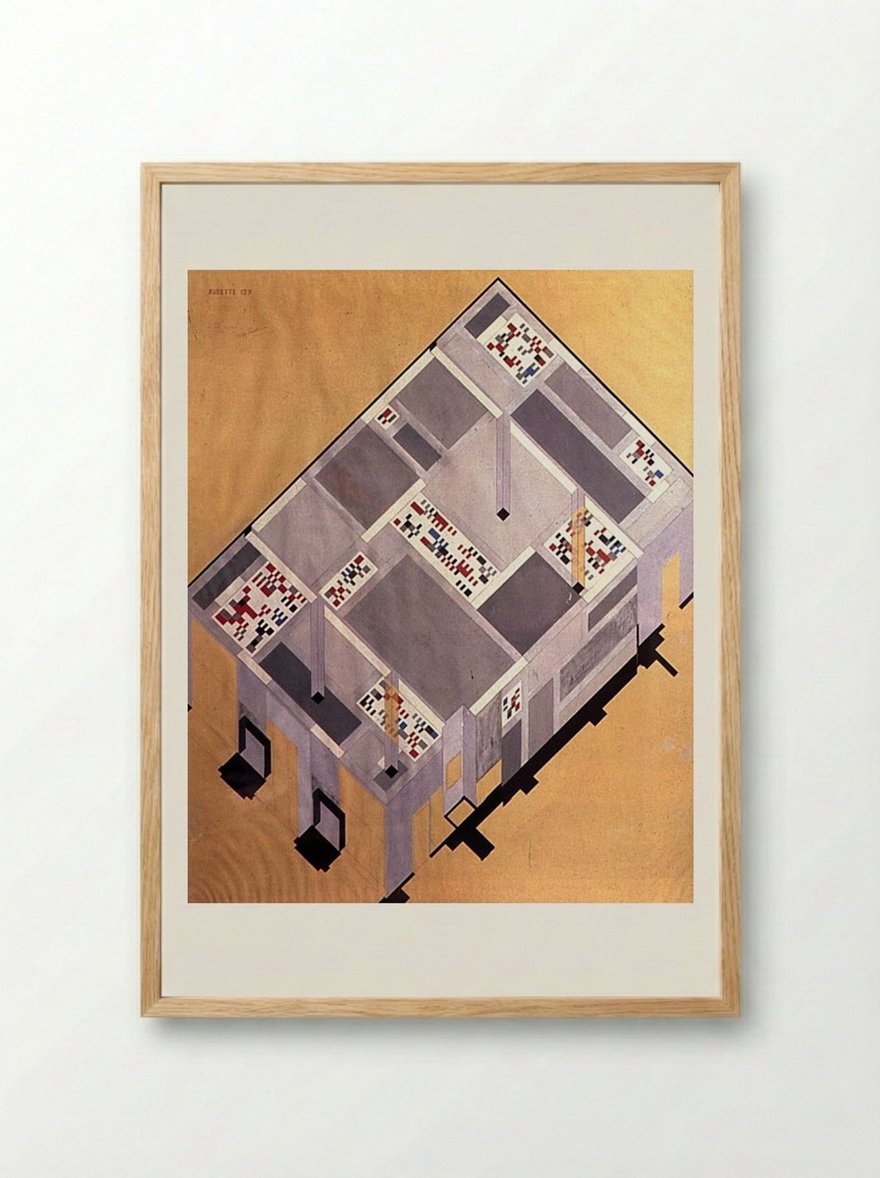 Draft for the tearoom on the ground floor of the Cafe Aubette - Sophie Taeuber-Arp - Framed Print Wood