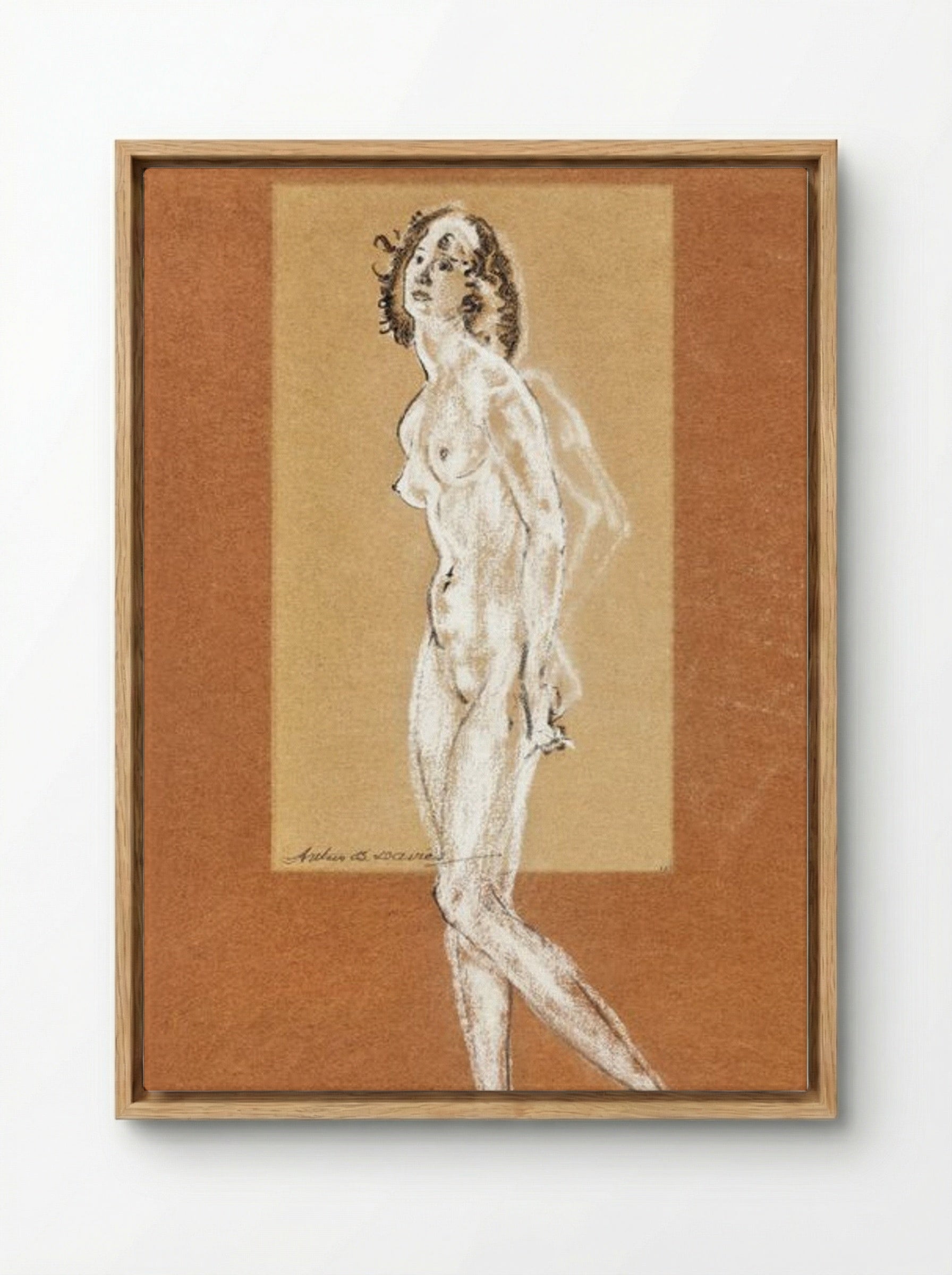Standing Female Nude - Arthur B. Davies - Framed Canvas Wood