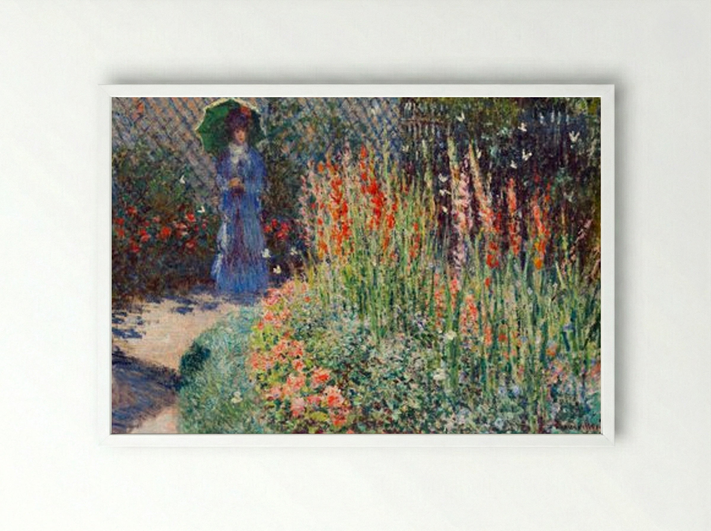 Rounded Flower Bed (Le Massif de Fleurs) - Claude Monet - Framed Print White