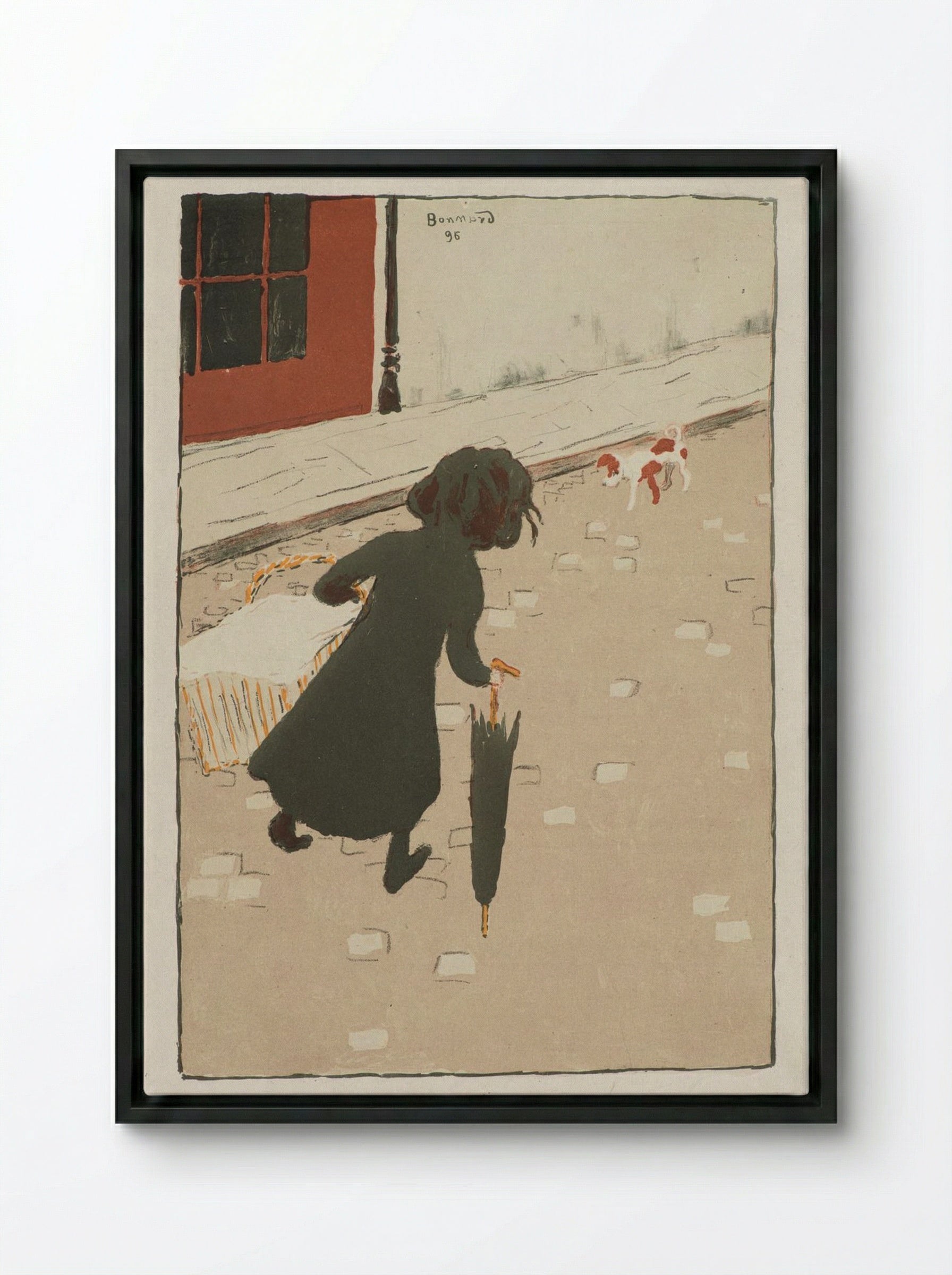 The Little Laundress (La Petite Blanchisseuse) - Pierre Bonnard - Framed Canvas Black