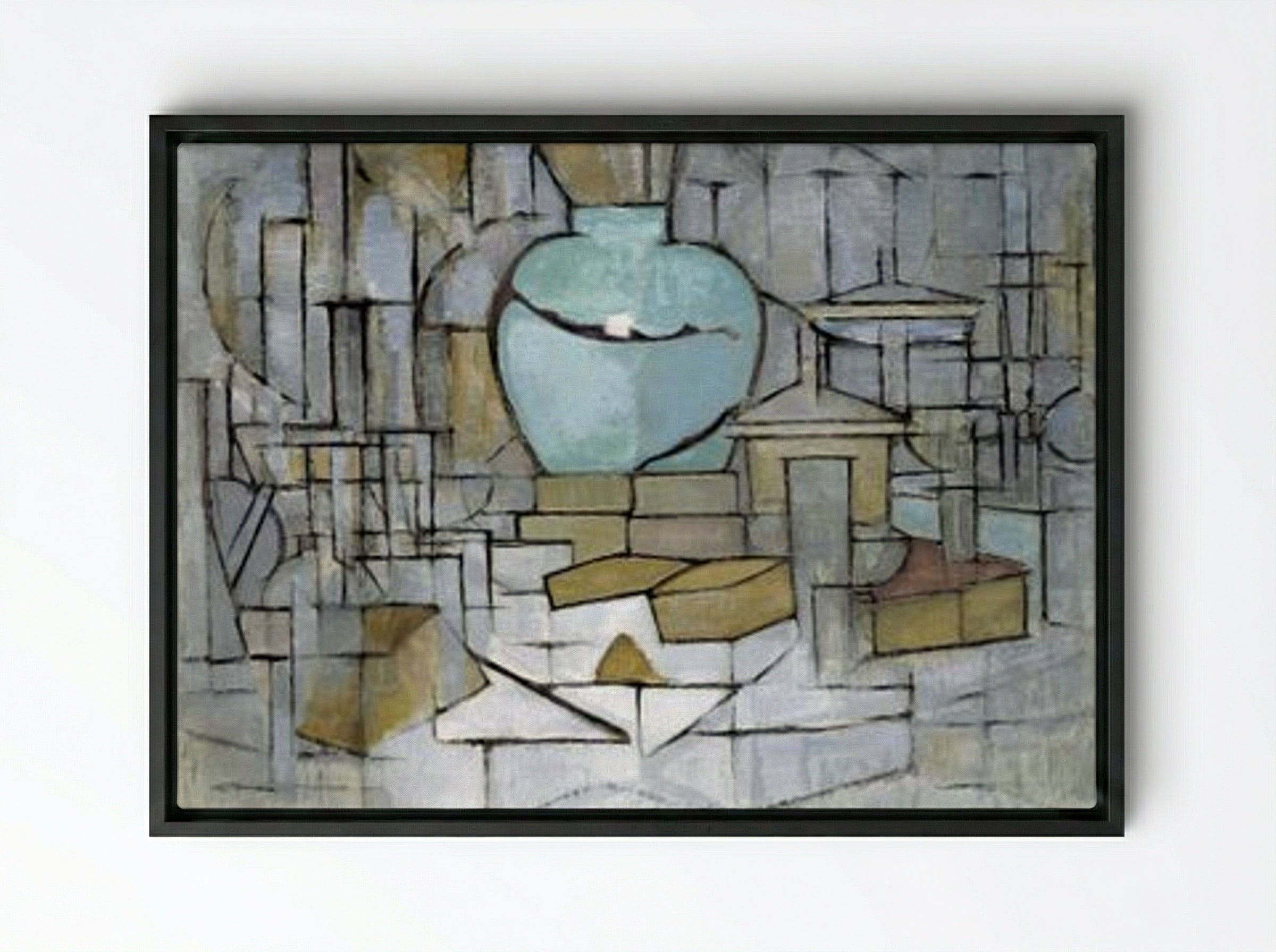 Still Life with Ginger Pot II - Piet Mondrian - Framed Canvas Black