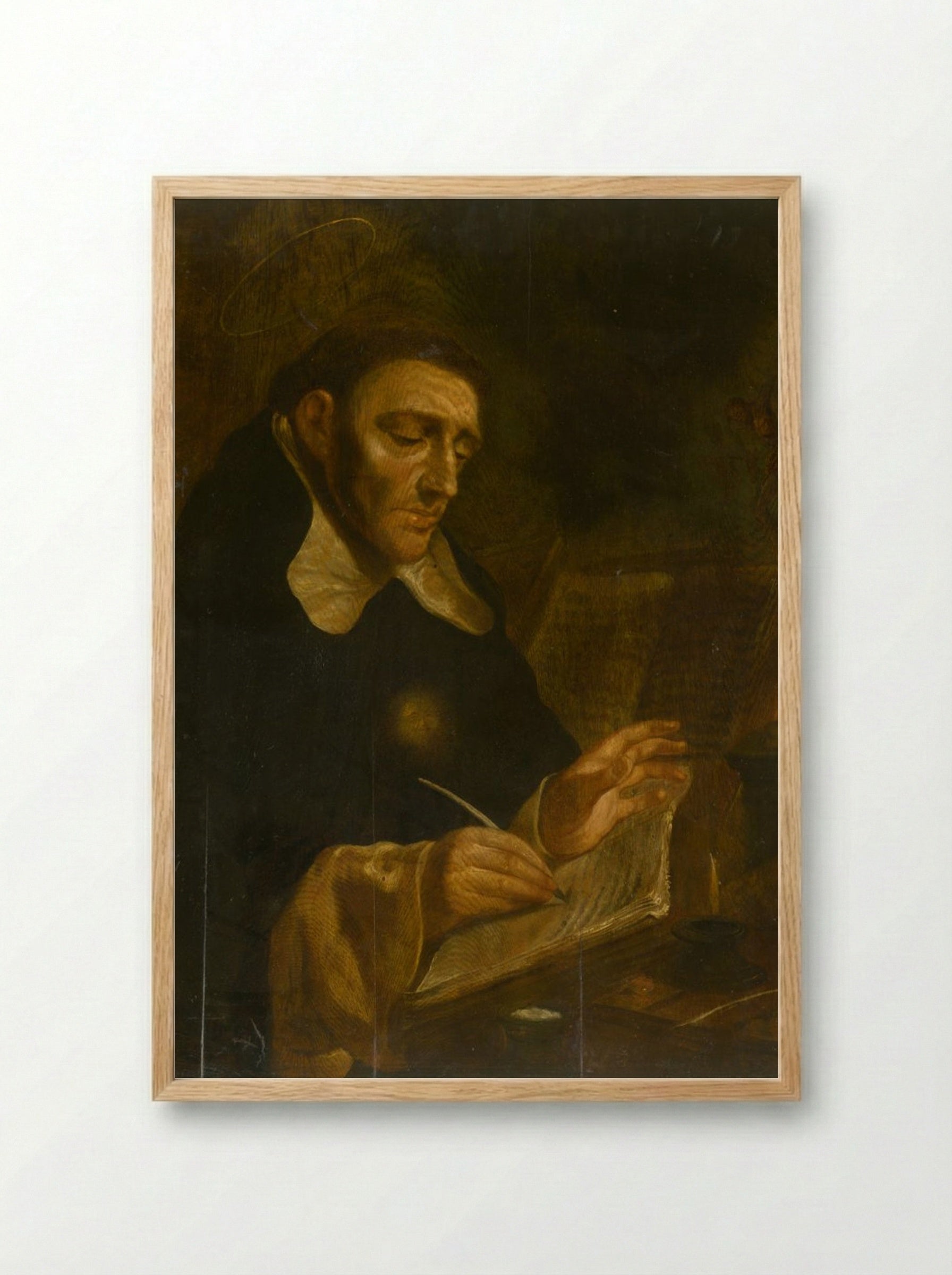 Saint Thomas Aquinas Writing - Jusepe de Ribera - Framed Print Wood