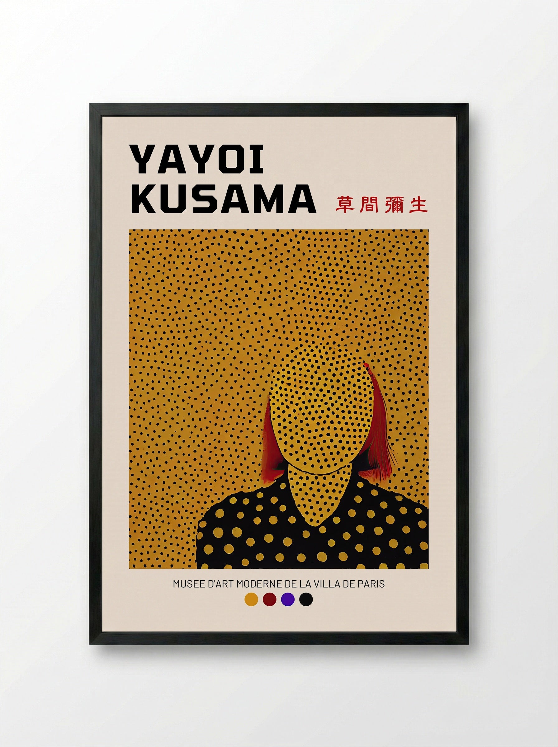 Untitled (Figure with Polka Dots) - Yayoi Kusama - Framed Print Black