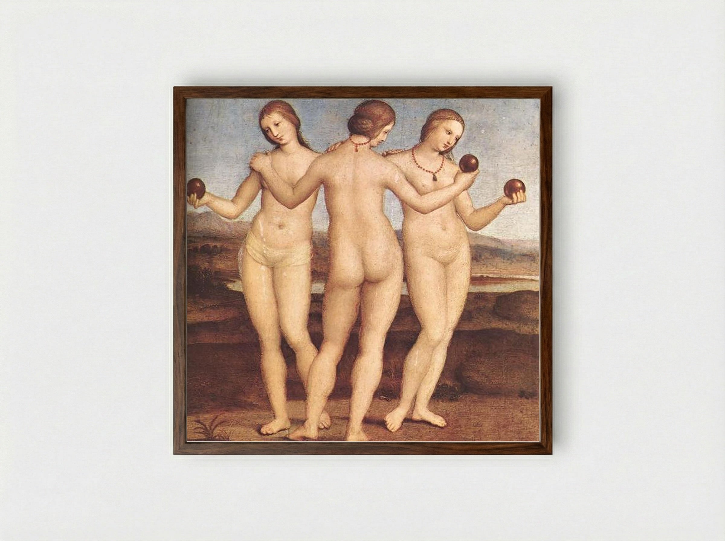 The Three Graces - Raphael - Framed Print Dark Wood