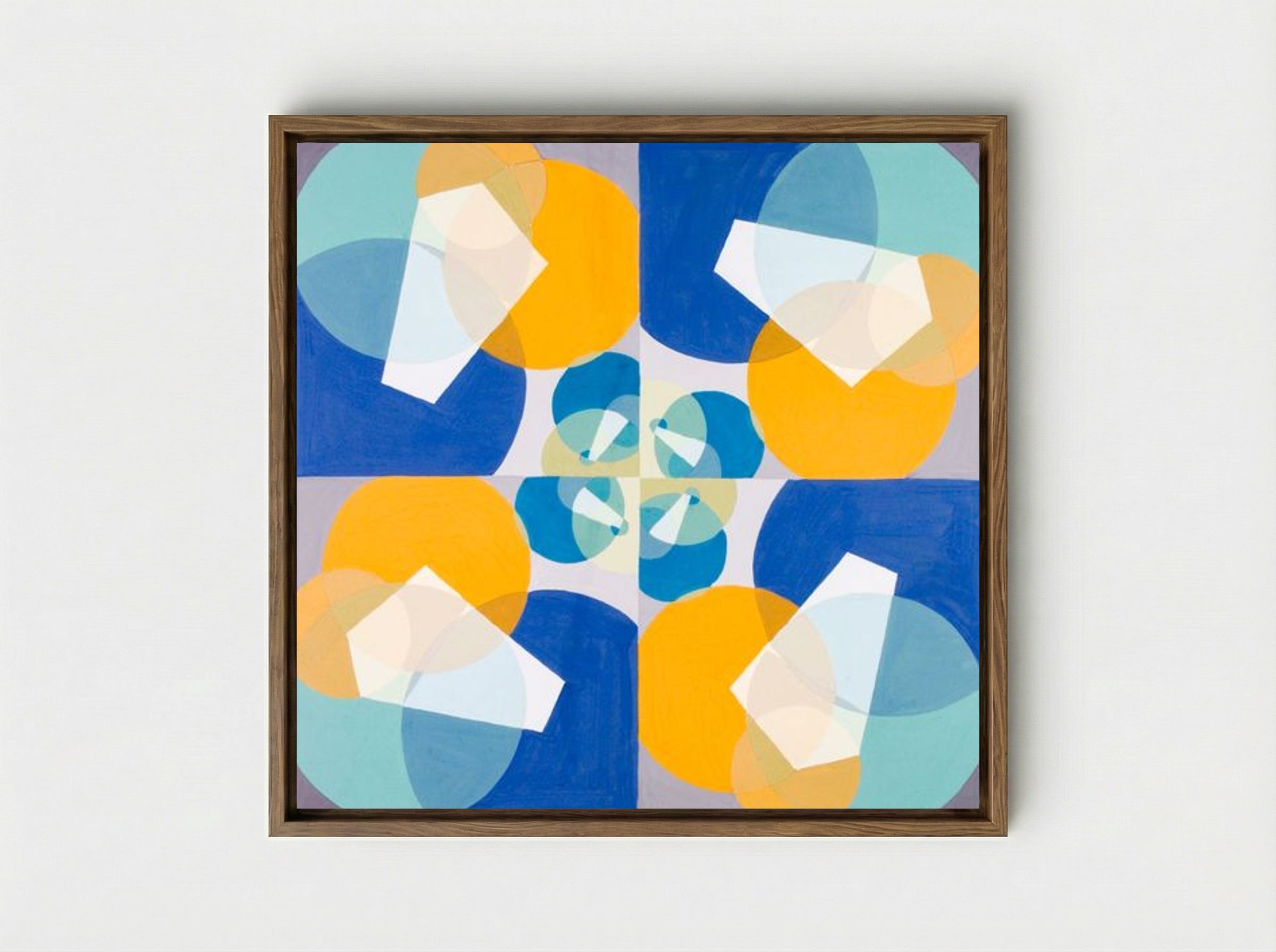Green Squares - Joseph Schillinger - Framed Canvas Wood