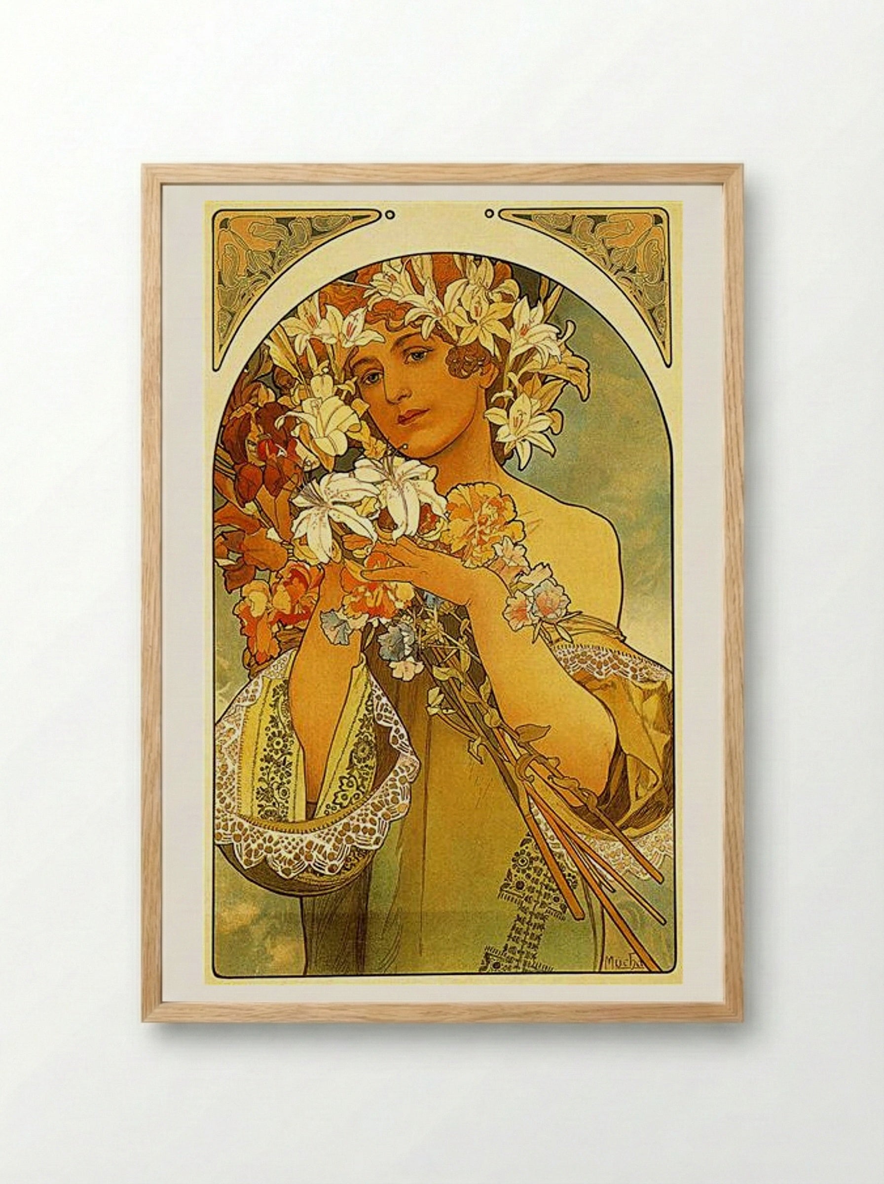 Flower - Alphonse Mucha - Framed Print Wood