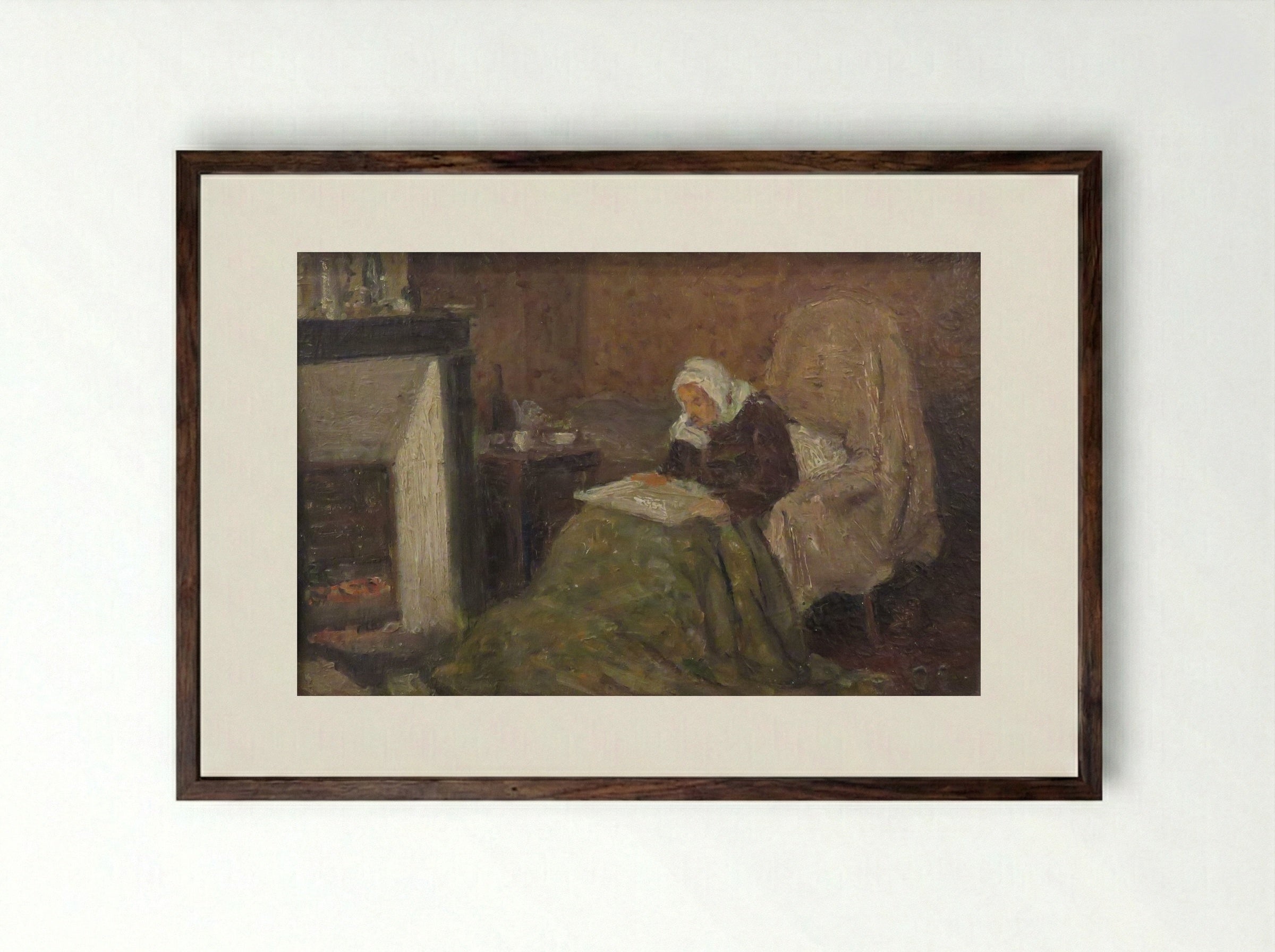 Portrait de la tante Octavie - Maximilien Luce - Framed Print Dark Wood