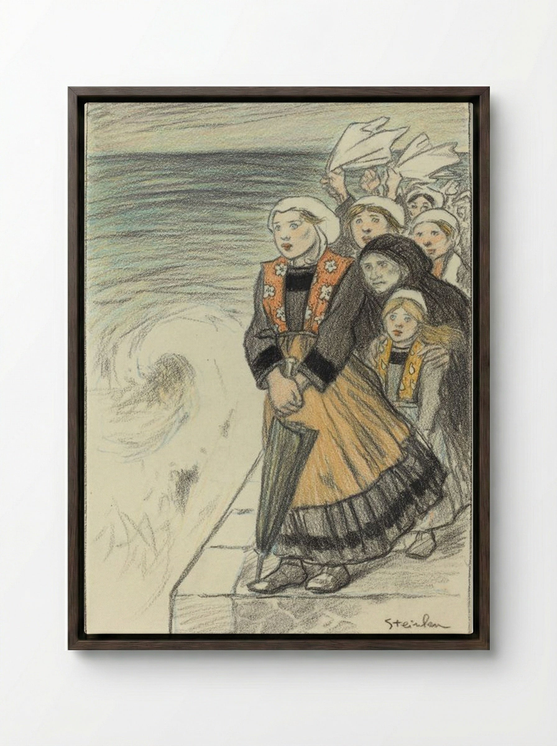 Sailors' Wives - Théophile Alexandre Steinlen - Framed Canvas Dark Wood