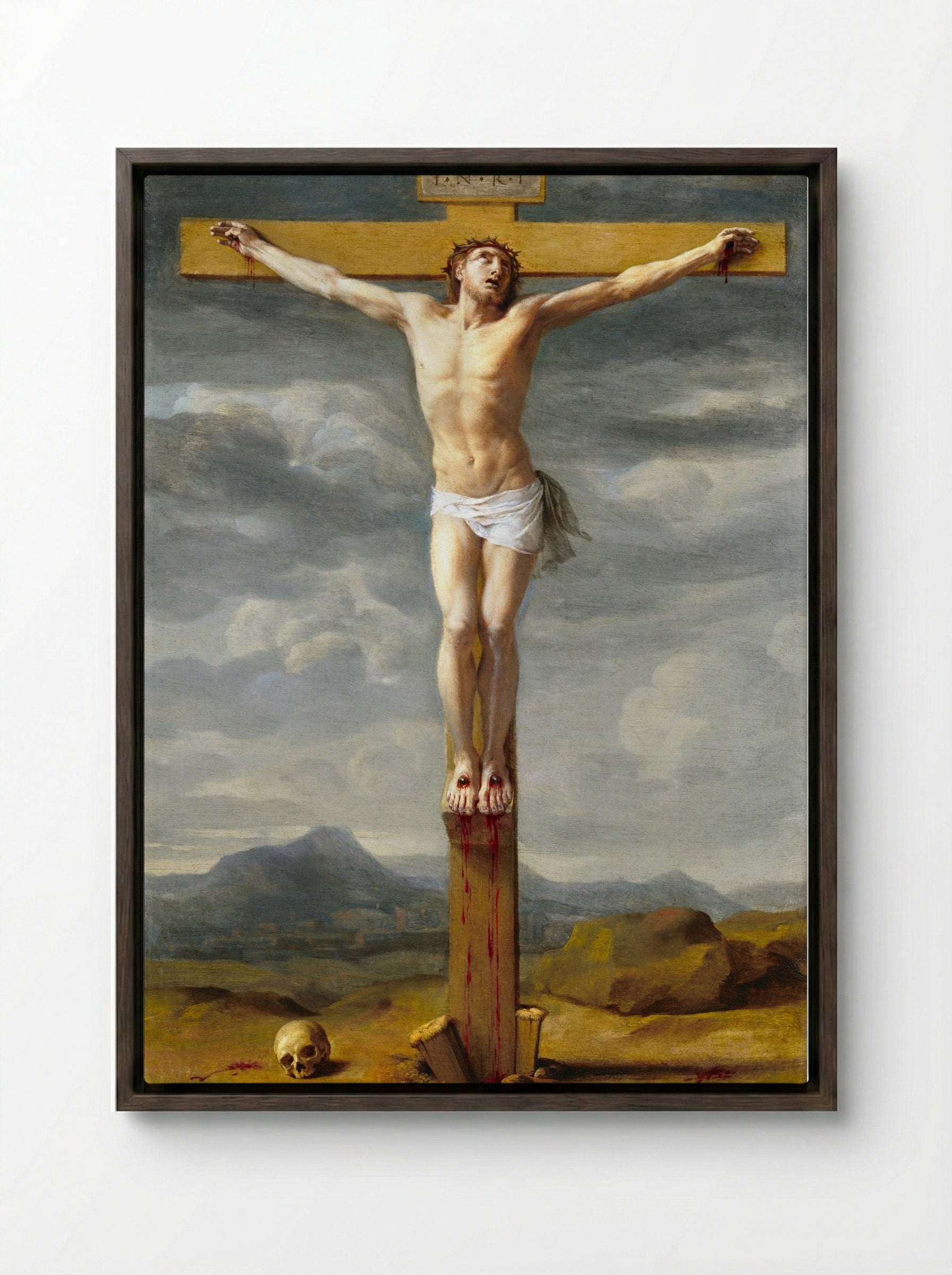 Crucifixion - Eustache Le Sueur - Framed Canvas Dark Wood