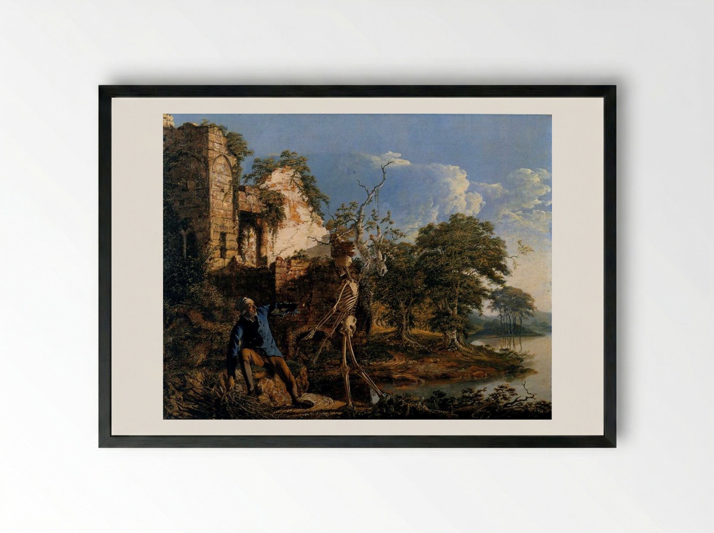 The Old Man and Death - Joseph Wright - Framed Print Black