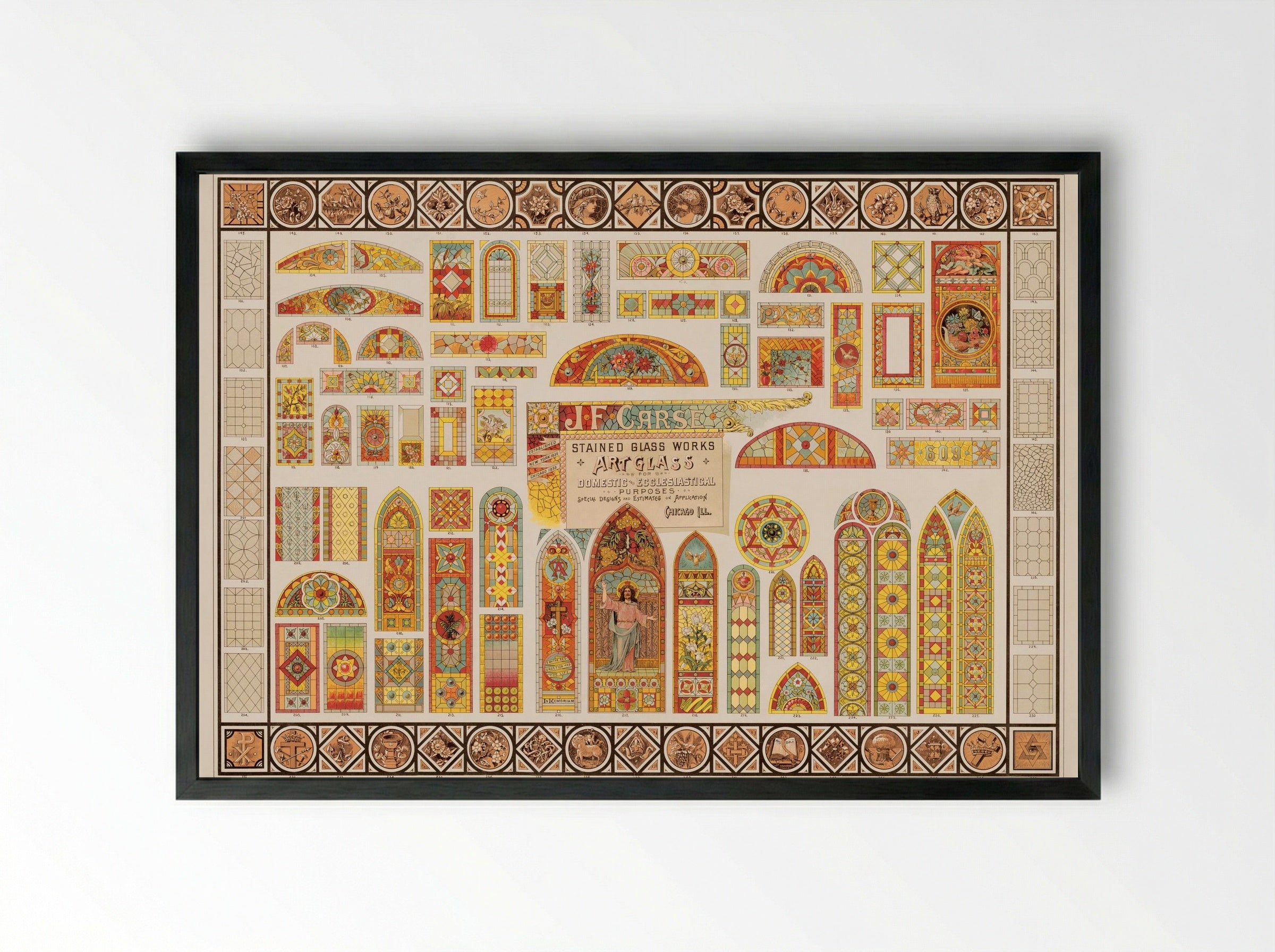 Stained Glass Works for Domestic and Ecclesiastical Purposes - J.F. Carse - Framed Print Black