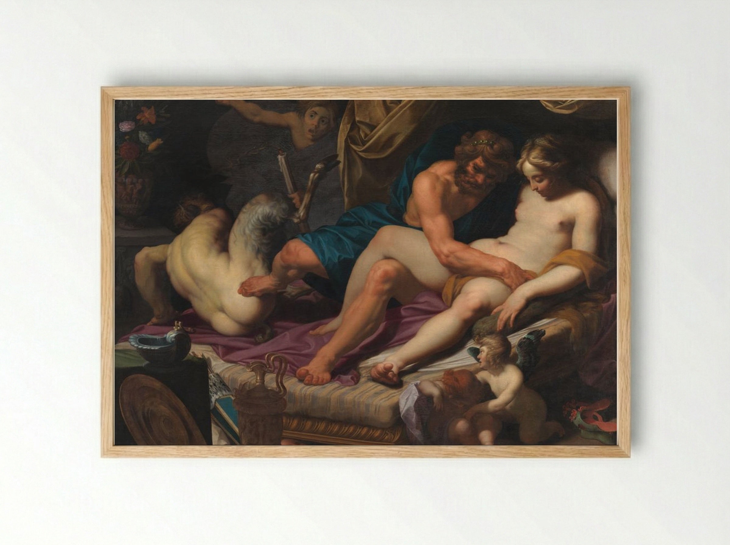 Jupiter and Antiope - Abraham Bloemaert - Framed Print Wood