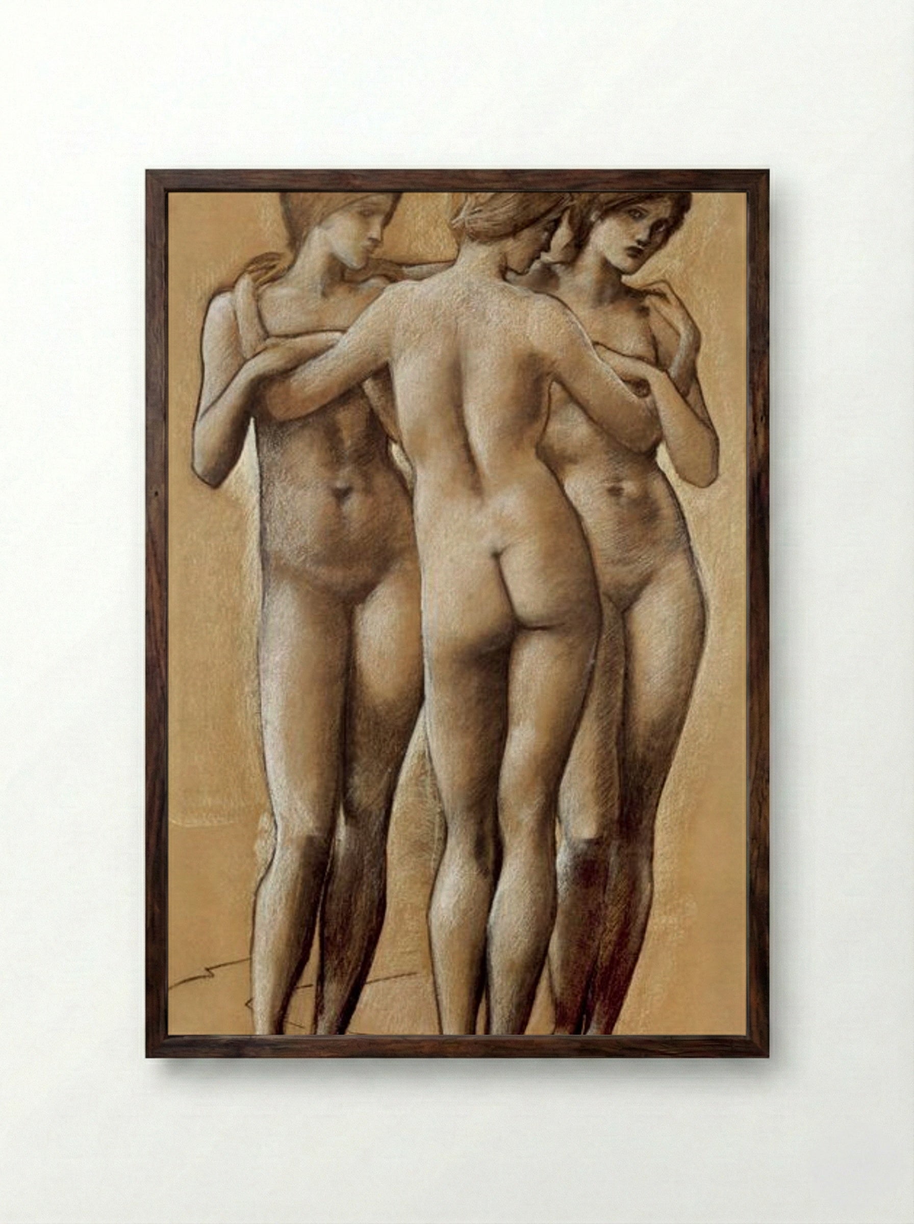 Study of the Three Graces - Edward Burne-Jones - Framed Print Dark Wood