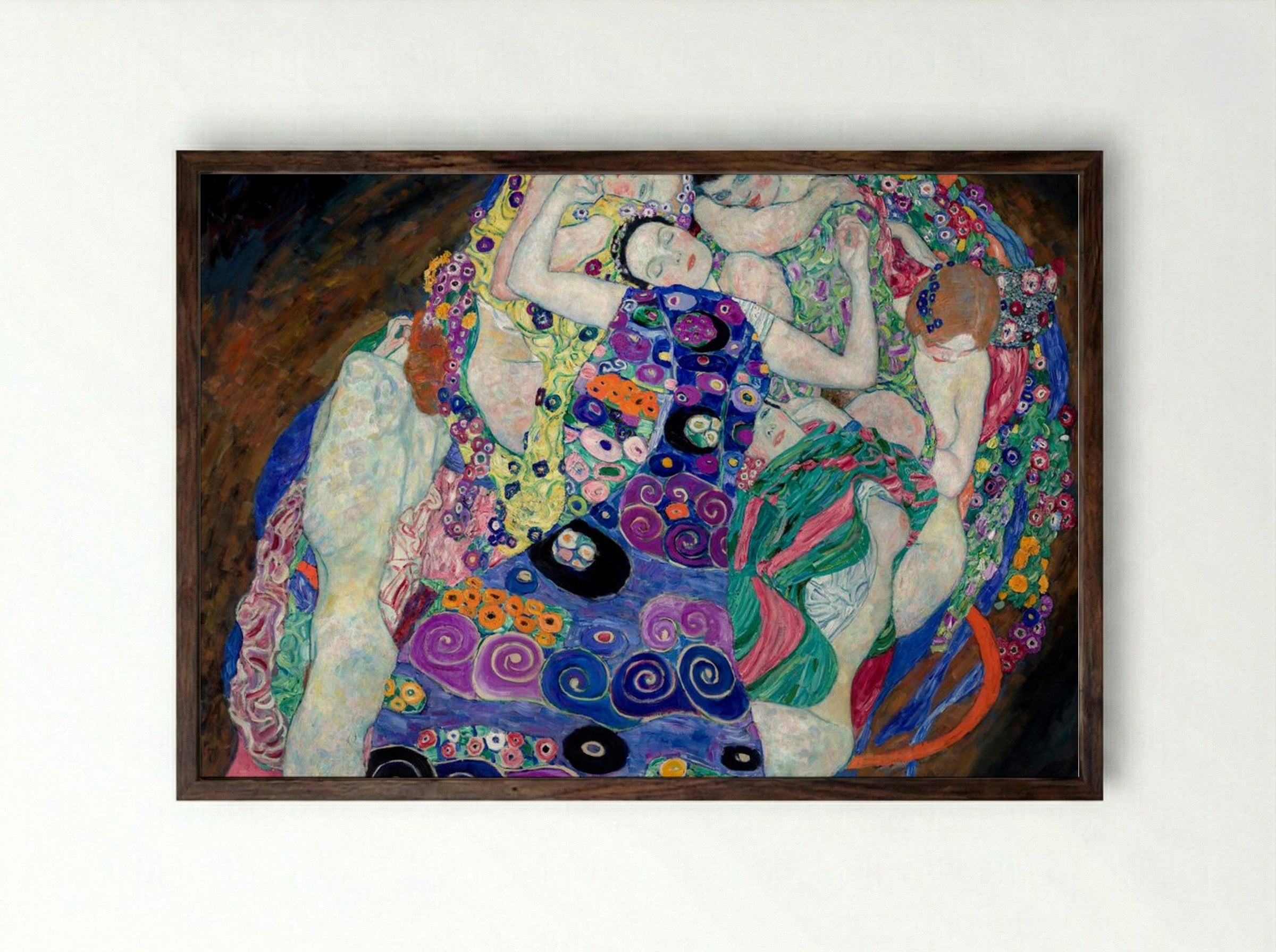 The Virgin - Gustav Klimt - Framed Print Dark Wood