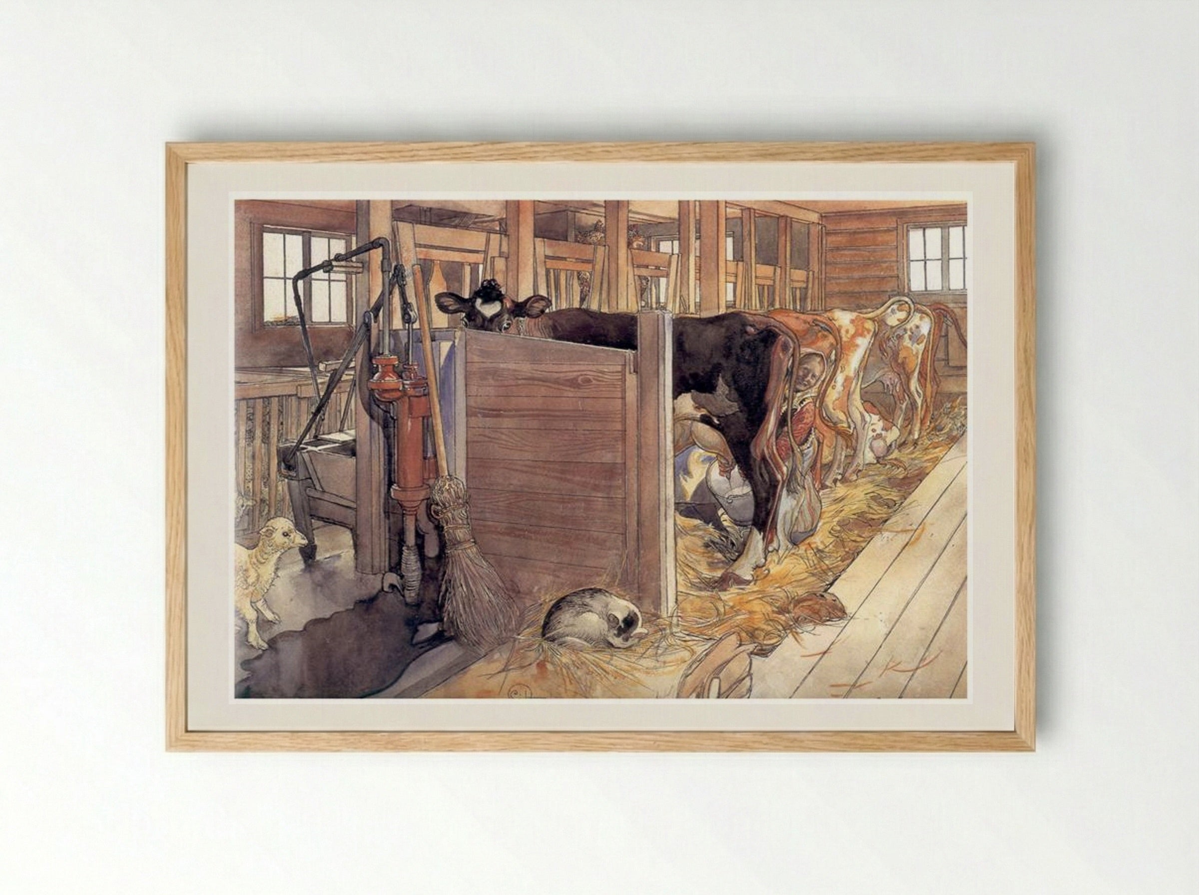 The Stable - Carl Larsson - Framed Print Wood