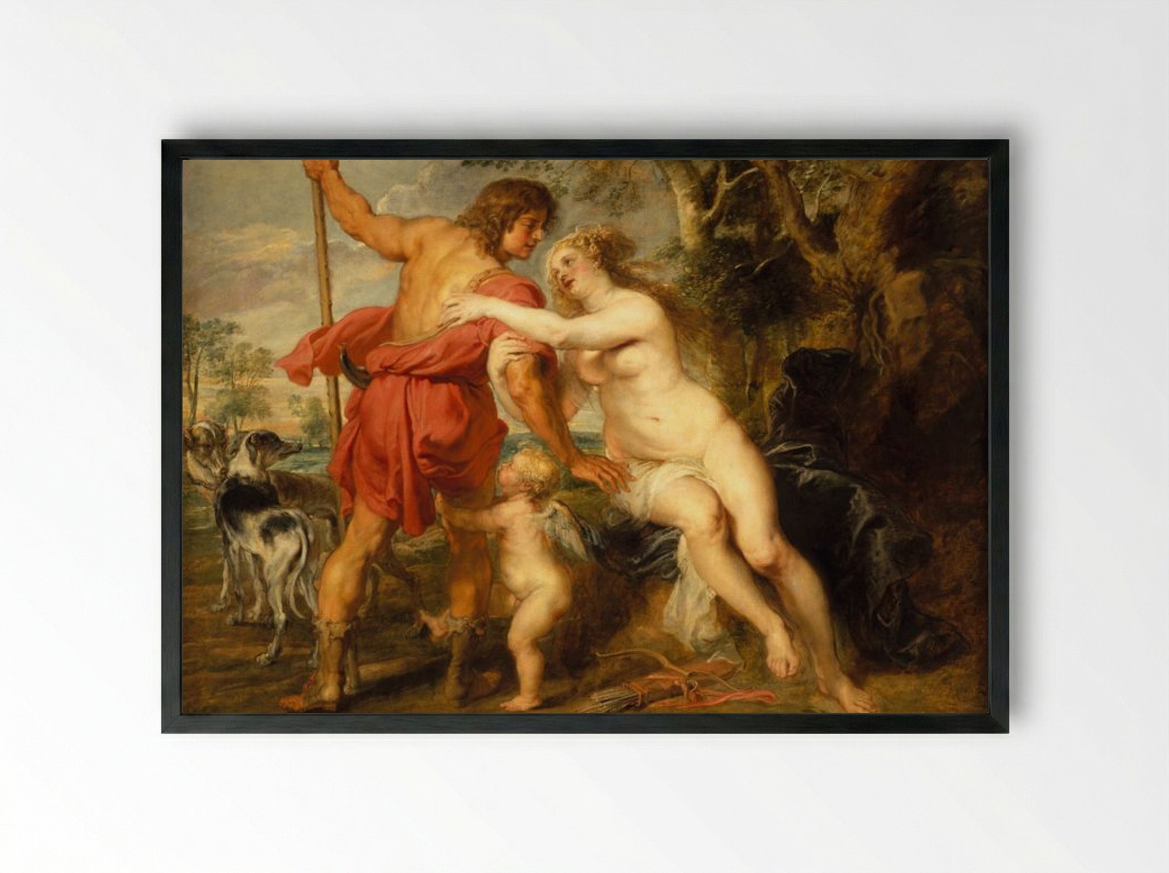 Venus and Adonis - Peter Paul Rubens - Framed Print Black