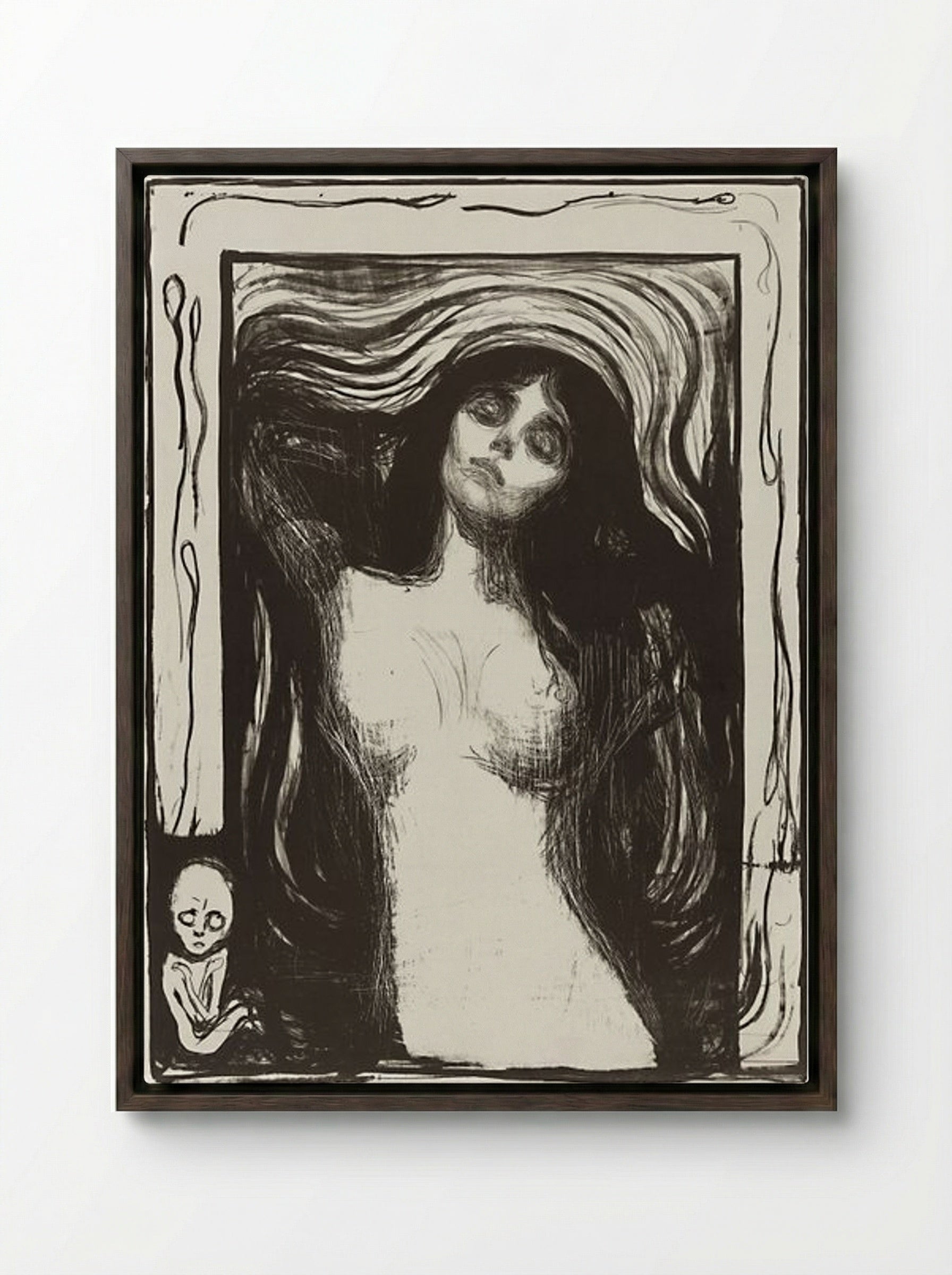 Madonna (Liebendes Weib) - Edvard Munch - Framed Canvas Dark Wood