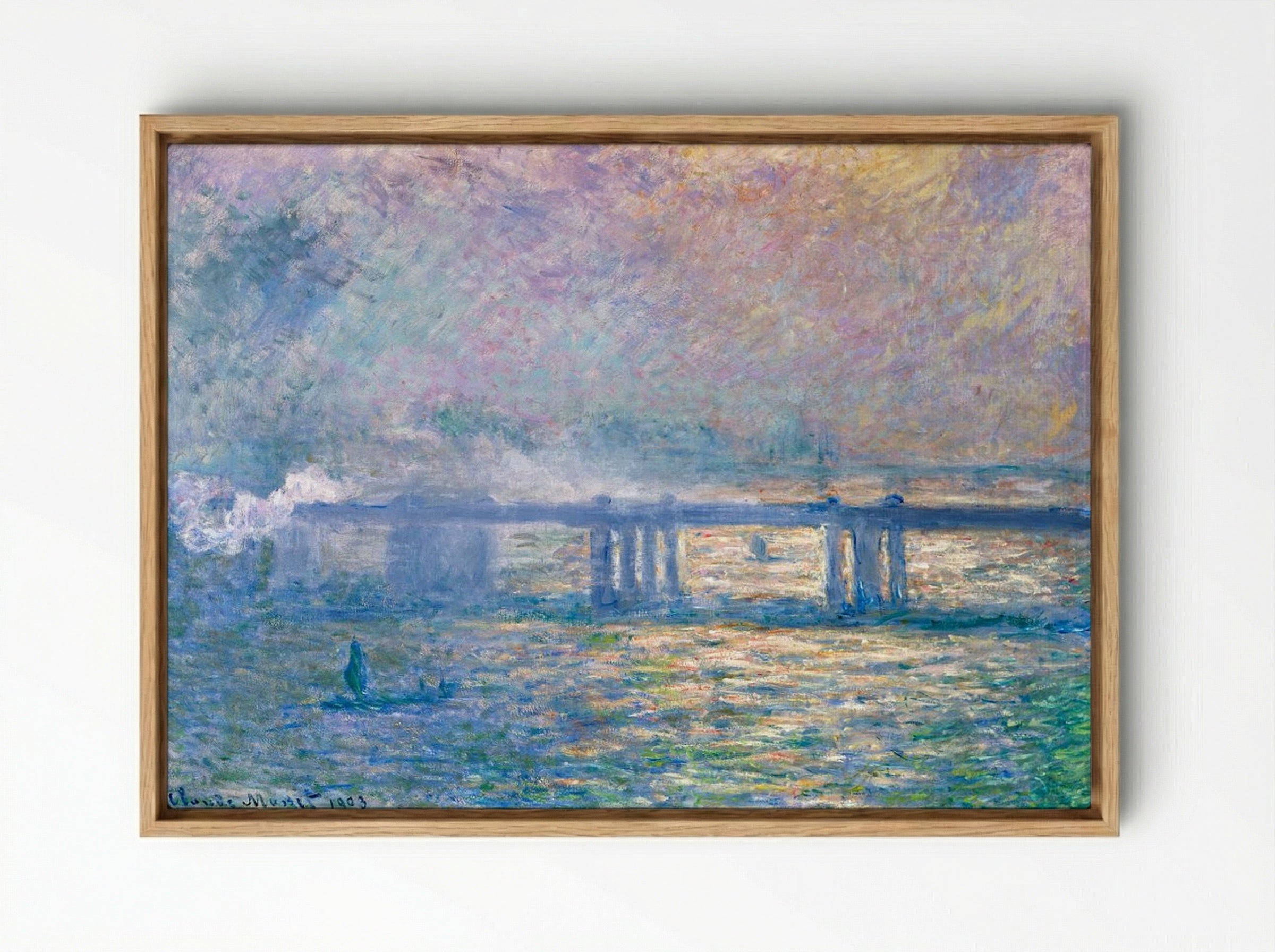 Charing Cross Bridge - Claude Monet - Framed Canvas Wood